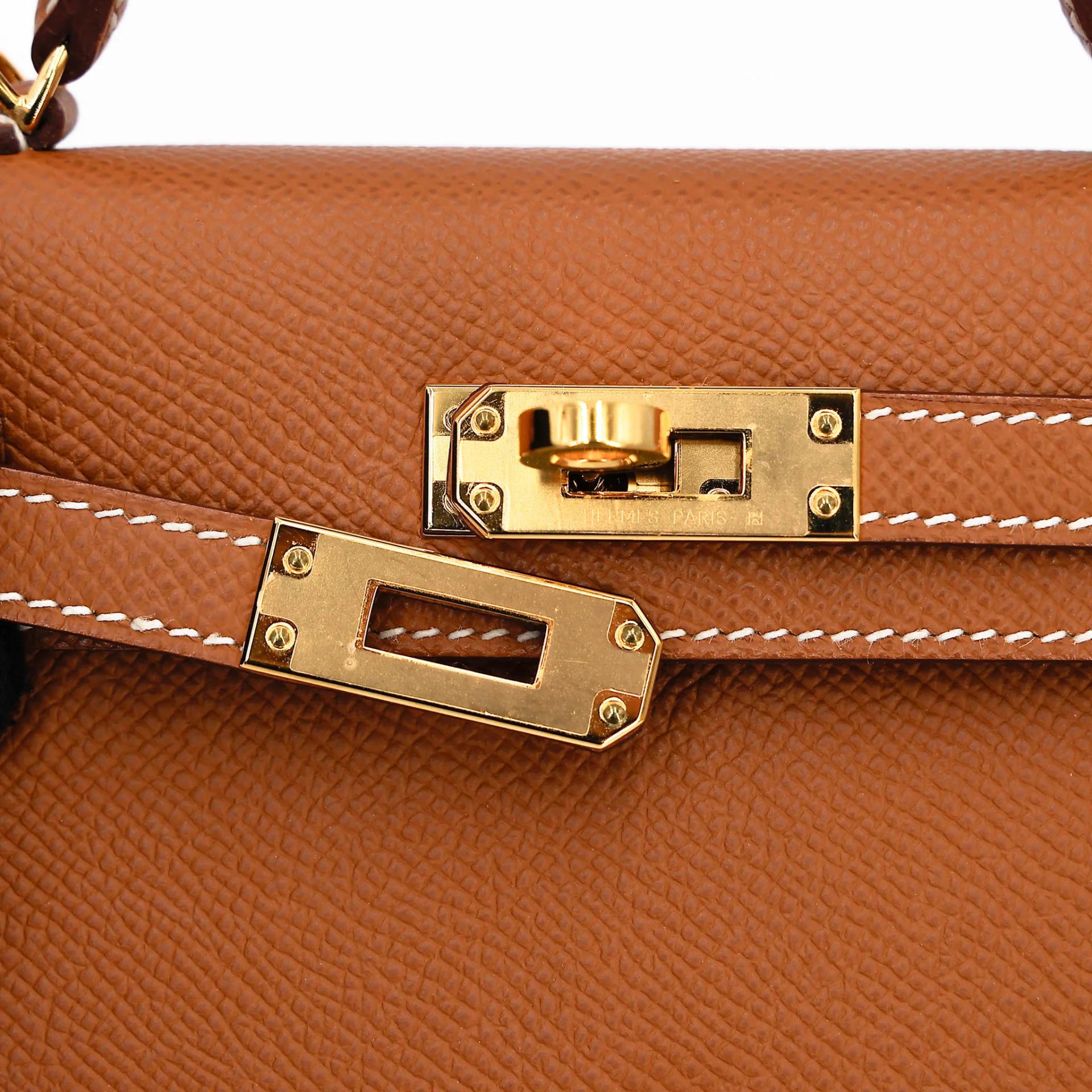 SA超美品 HERMÈS 愛馬仕 Mini Kelly 二代 37 金棕色 Gold Epsom牛皮 金扣 U刻 2022年 - 8