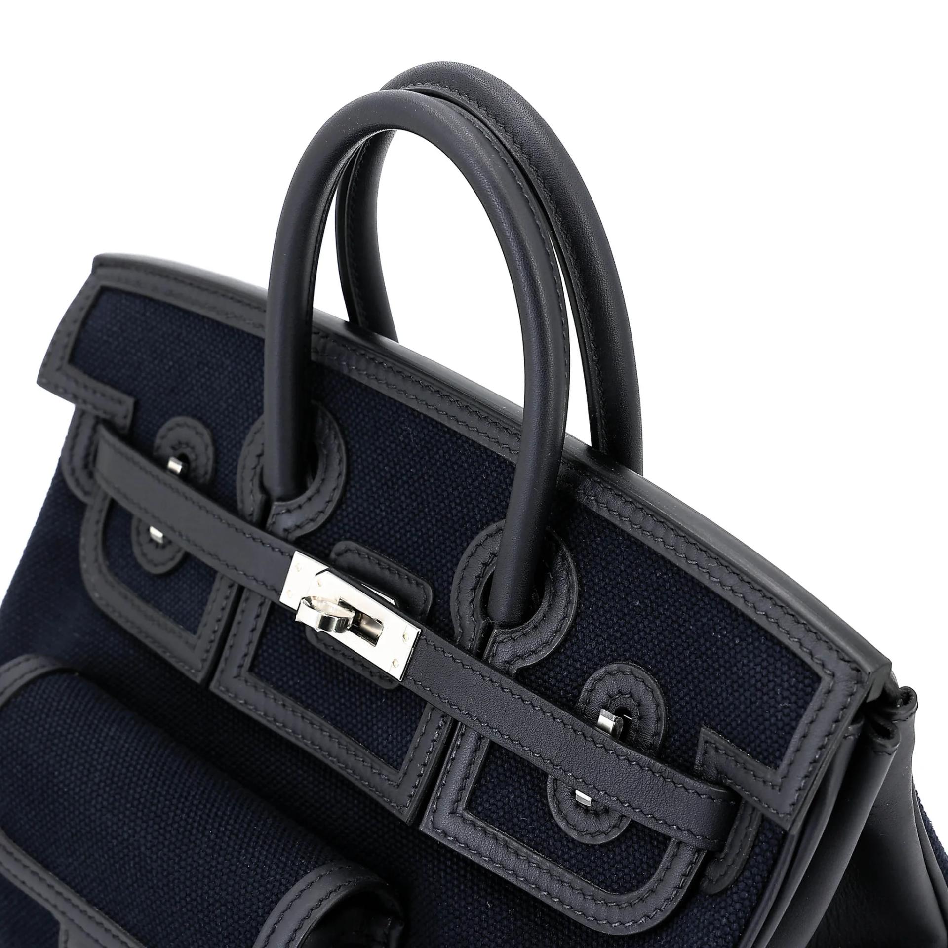 未使用保存品 HERMÈS 愛馬仕 限量收藏款 Birkin 25 Cargo 78 深海藍 Blue Marine 3Y 水冰藍 Caban Swift牛皮 Toile Goeland 帆布 銀扣 U刻 2022年 - 3