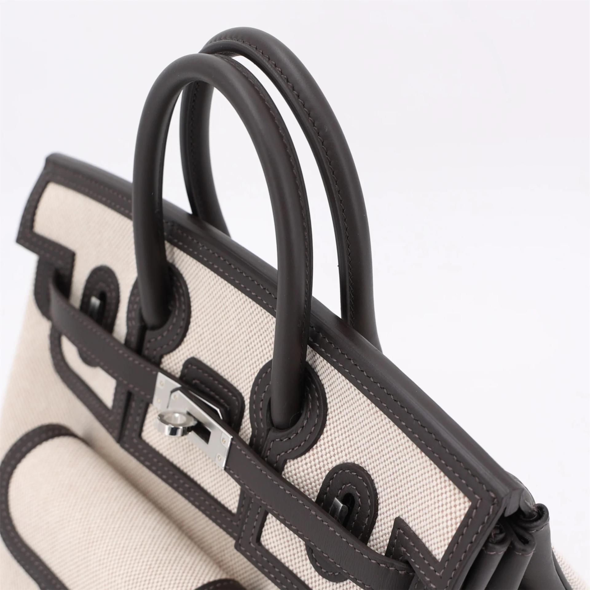 Brand New ( Rank N ) HERMÈS Limited Edition Birkin Cargo 25 Bai Brun（T3） Ecru Toile Berline canvas Palladium hardware G (2026) - 3