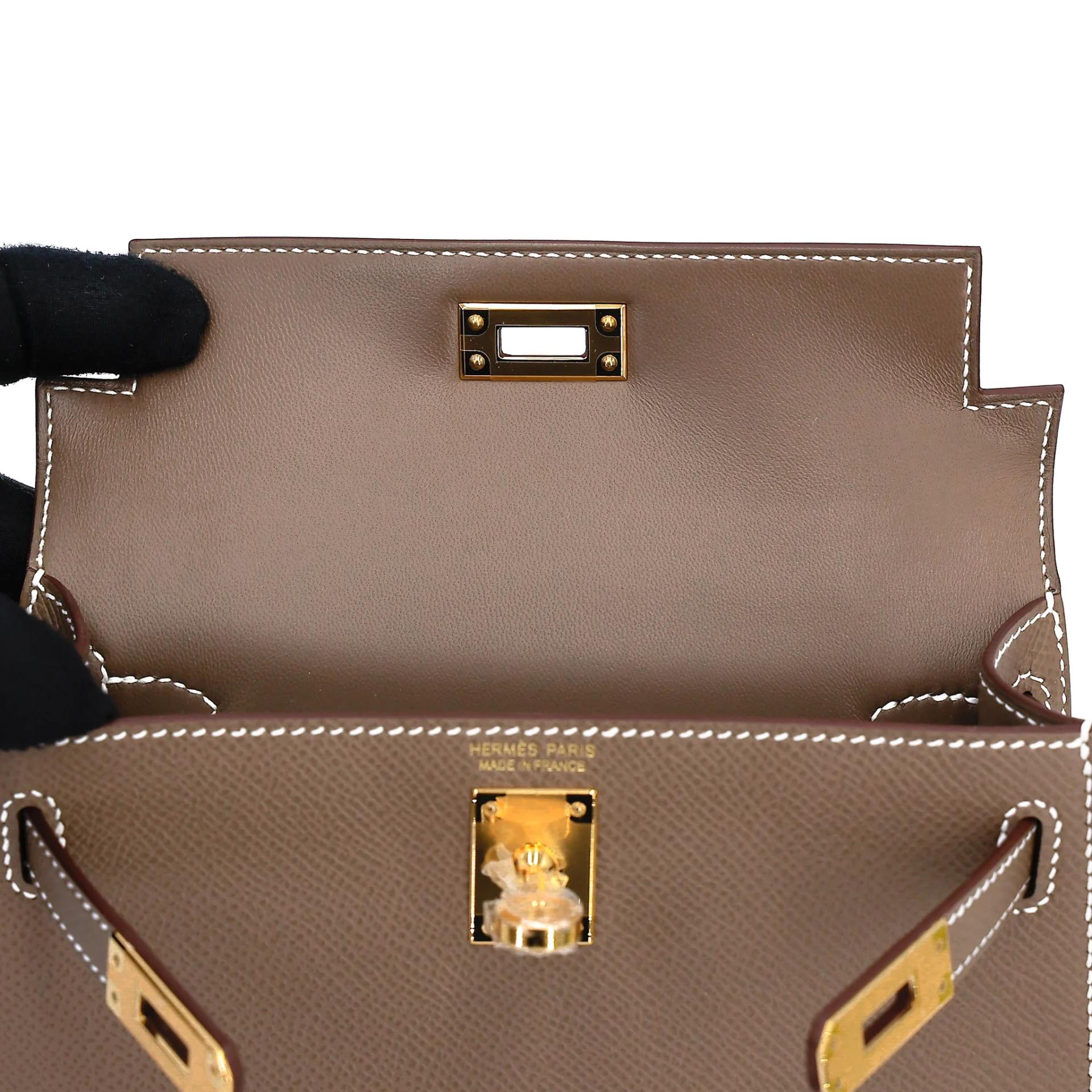 全新 HERMÈS 愛馬仕 Mini Kelly 二代 18 大象灰 Etoupe Epsom牛皮 金扣 G刻 2026年 - 11