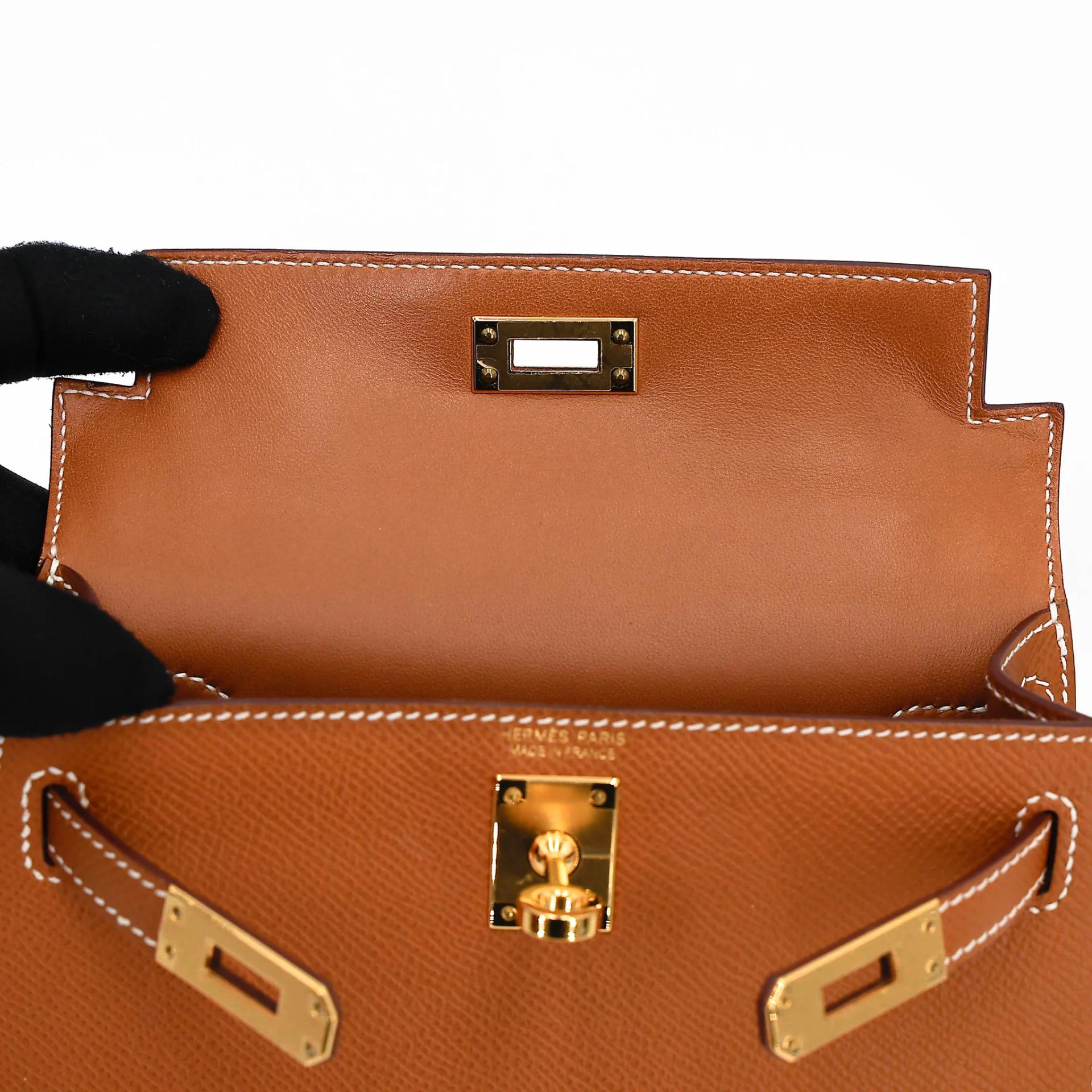 SA超美品 HERMÈS 愛馬仕 Mini Kelly 二代 37 金棕色 Gold Epsom牛皮 金扣 U刻 2022年 - 13