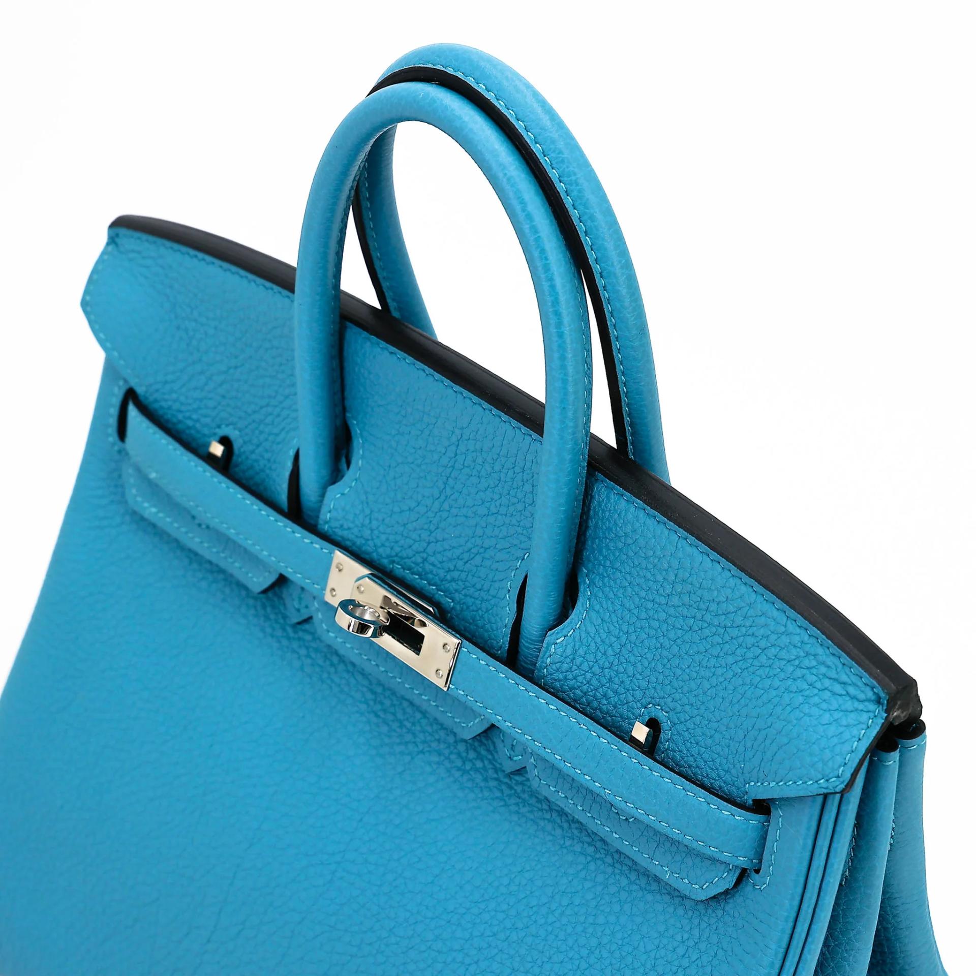 SA超美品 HERMÈS 愛馬仕 Birkin 25 7B 松石藍 Turquoise Togo小牛皮 銀扣 □R刻 2014年 - 3