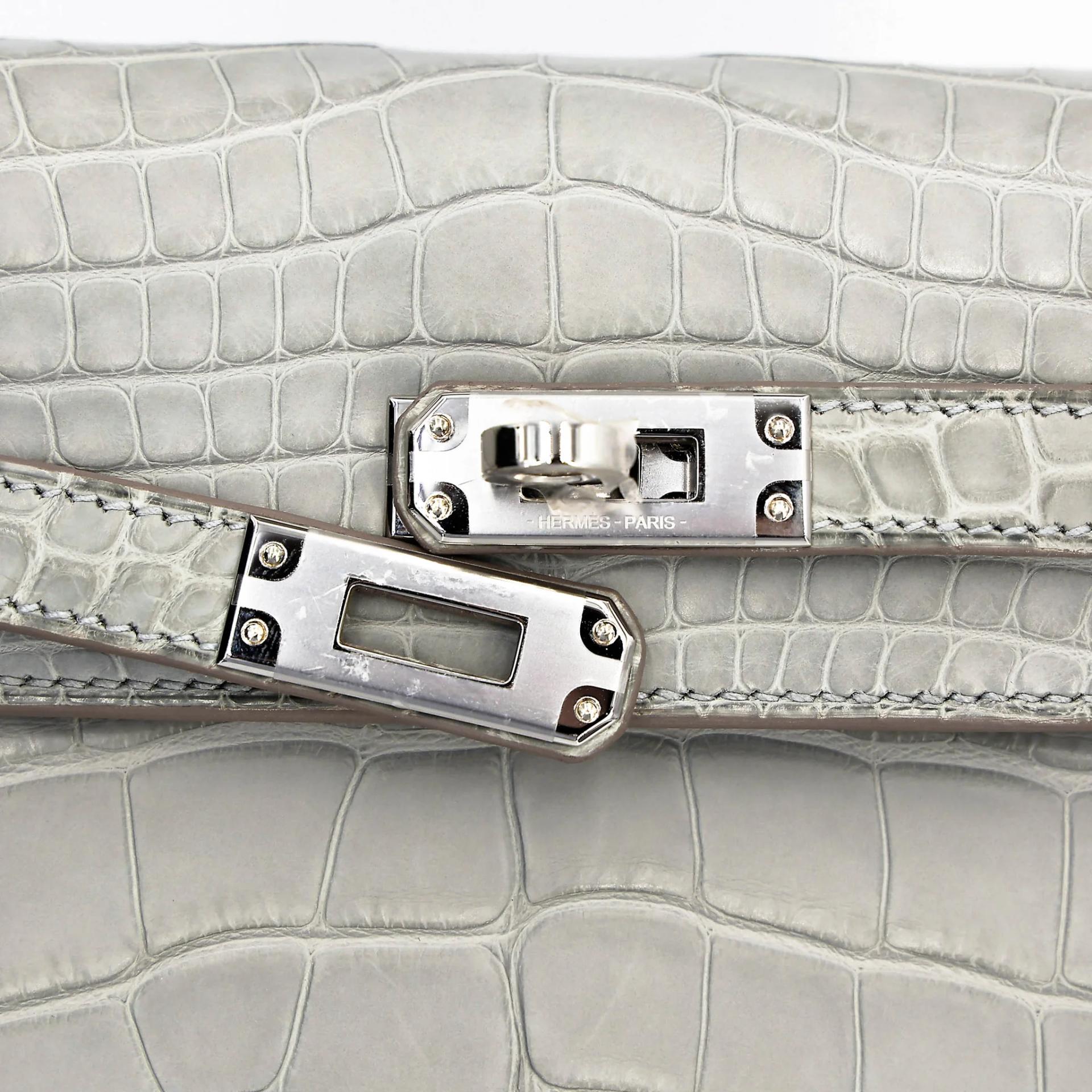 Brand New ( Rank N ) HERMÈS Limited Edition Kelly 25 Gris Perle (80) Matte Alligator Palladium hardware K (2025) - 8