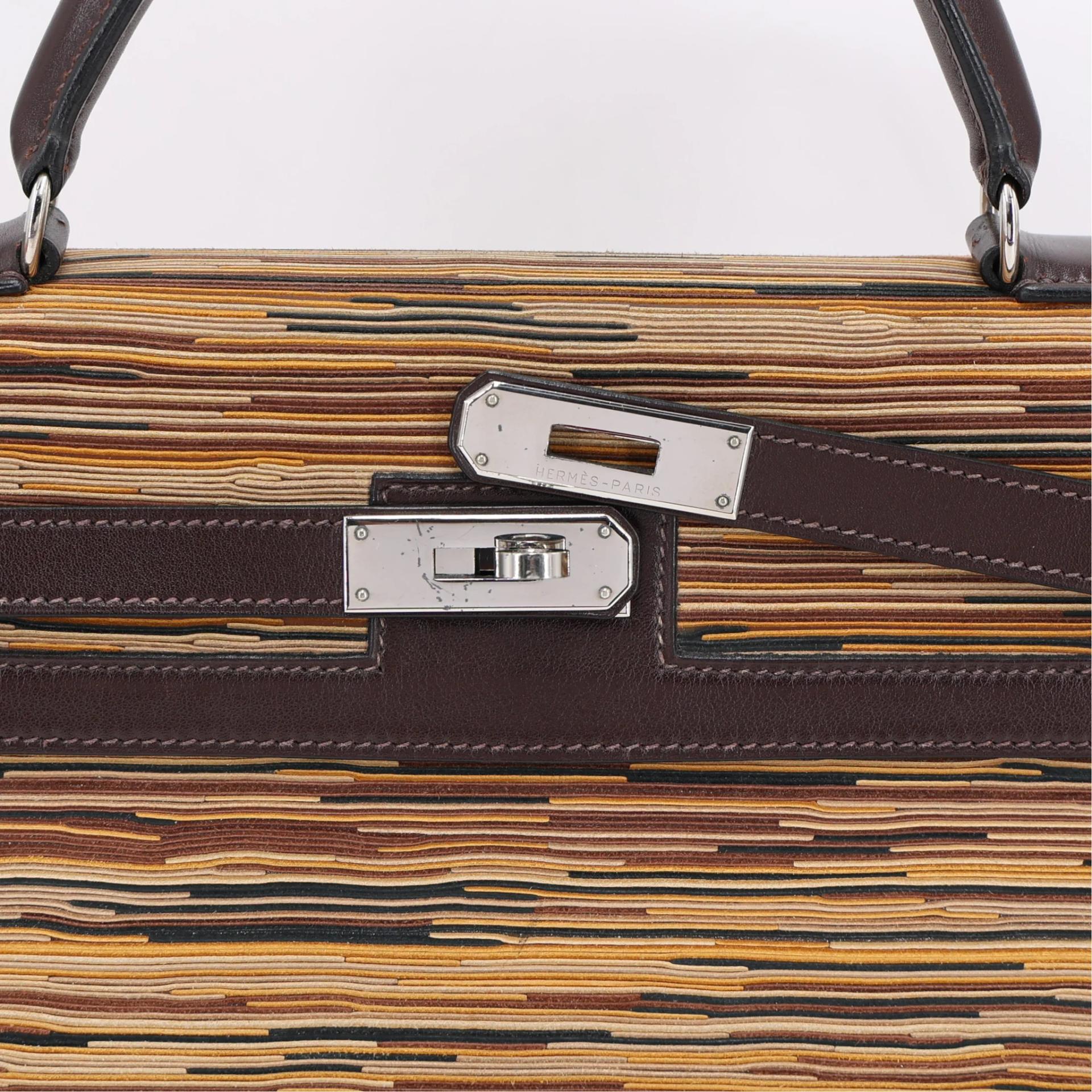Very Good ( Rank A) HERMÈS Limited Edition Kelly 32 Marron Glace Box-calf Vibrato Palladium hardware Square C (1999) - 8