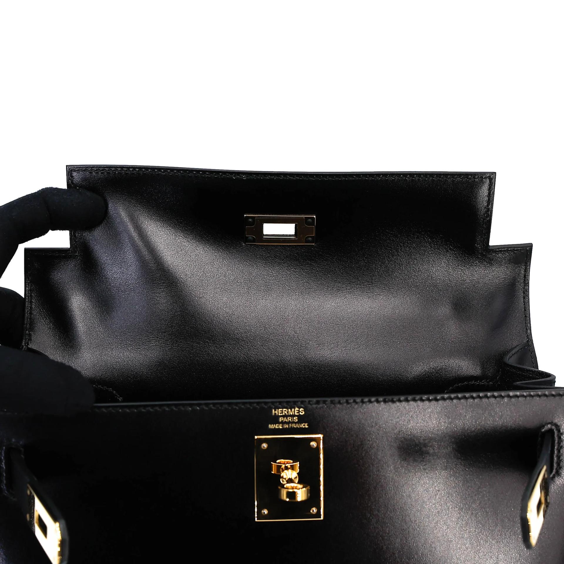 SA超美品 HERMÈS 愛馬仕 Kelly 28 外縫 89 黑色 Noir (Black) Box牛皮 金扣 Z刻 2021年 - 15