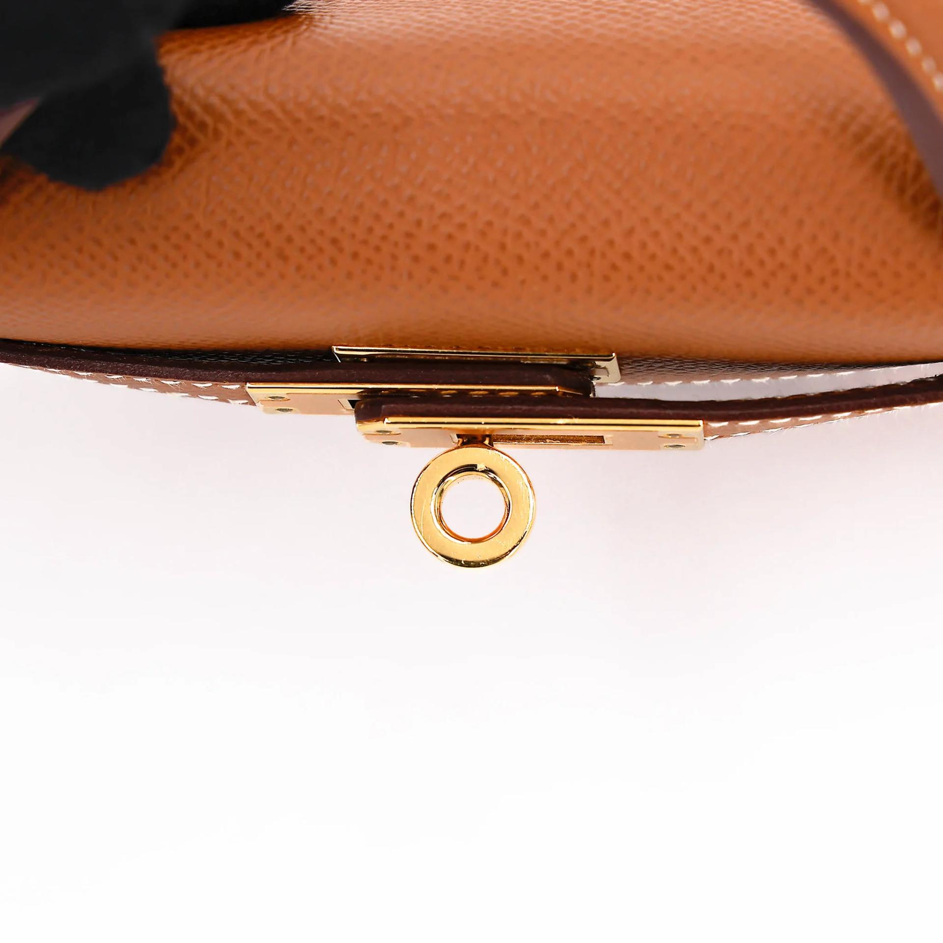 SA超美品 HERMÈS 愛馬仕 Mini Kelly 二代 37 金棕色 Gold Epsom牛皮 金扣 U刻 2022年 - 9