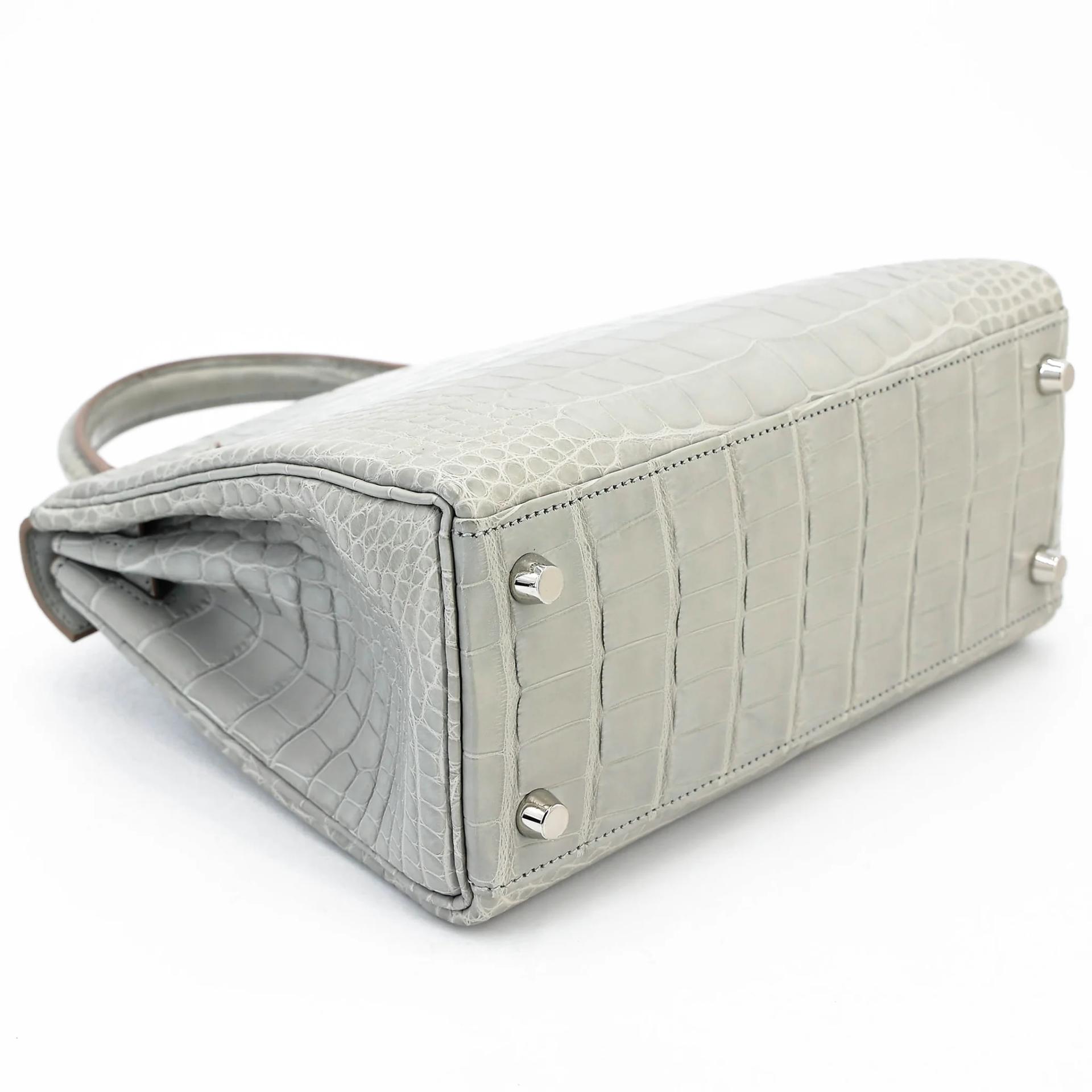 Brand New ( Rank N ) HERMÈS Limited Edition Kelly 25 Gris Perle (80) Matte Alligator Palladium hardware K (2025) - 7