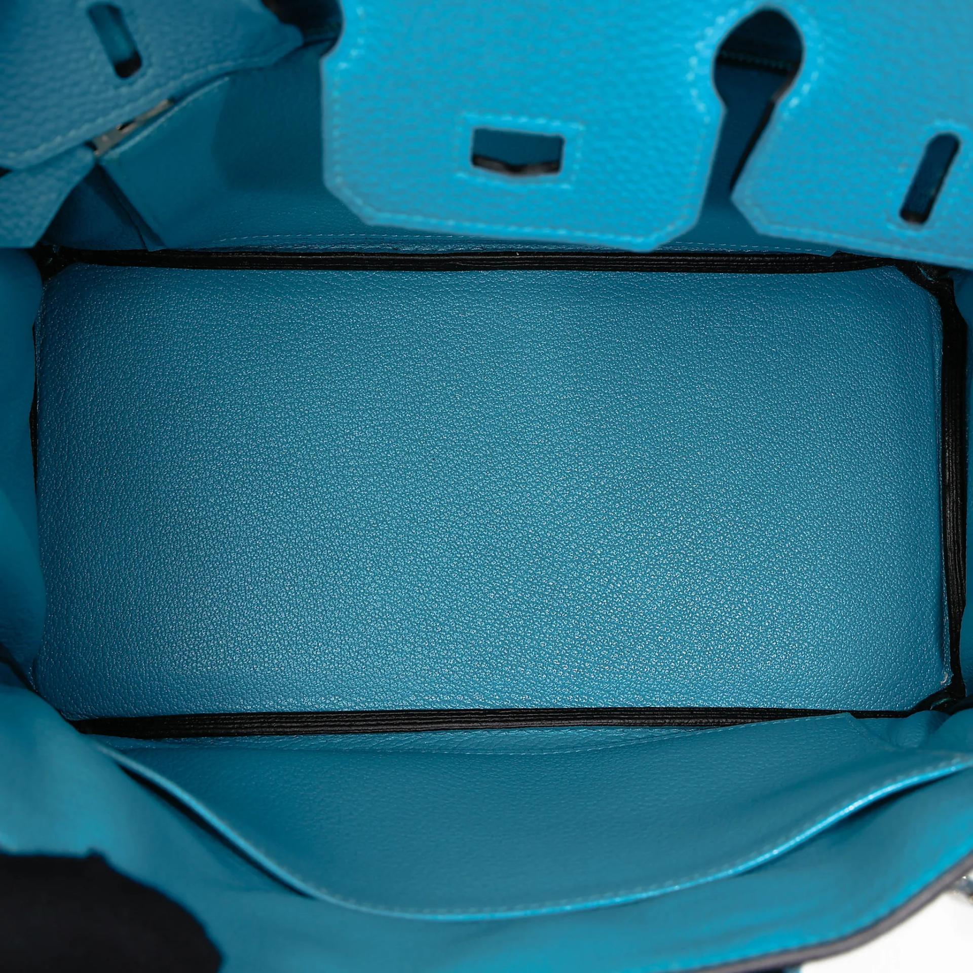 SA超美品 HERMÈS 愛馬仕 Birkin 25 7B 松石藍 Turquoise Togo小牛皮 銀扣 □R刻 2014年 - 16
