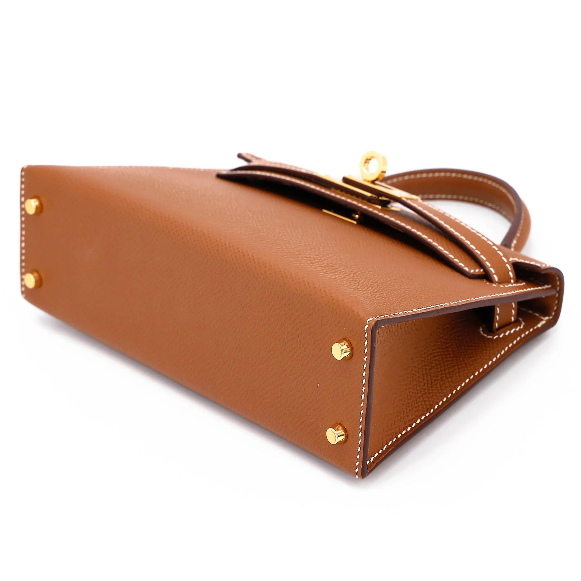 SA超美品 HERMÈS 愛馬仕 Mini Kelly 二代 37 金棕色 Gold Epsom牛皮 金扣 U刻 2022年 - 4