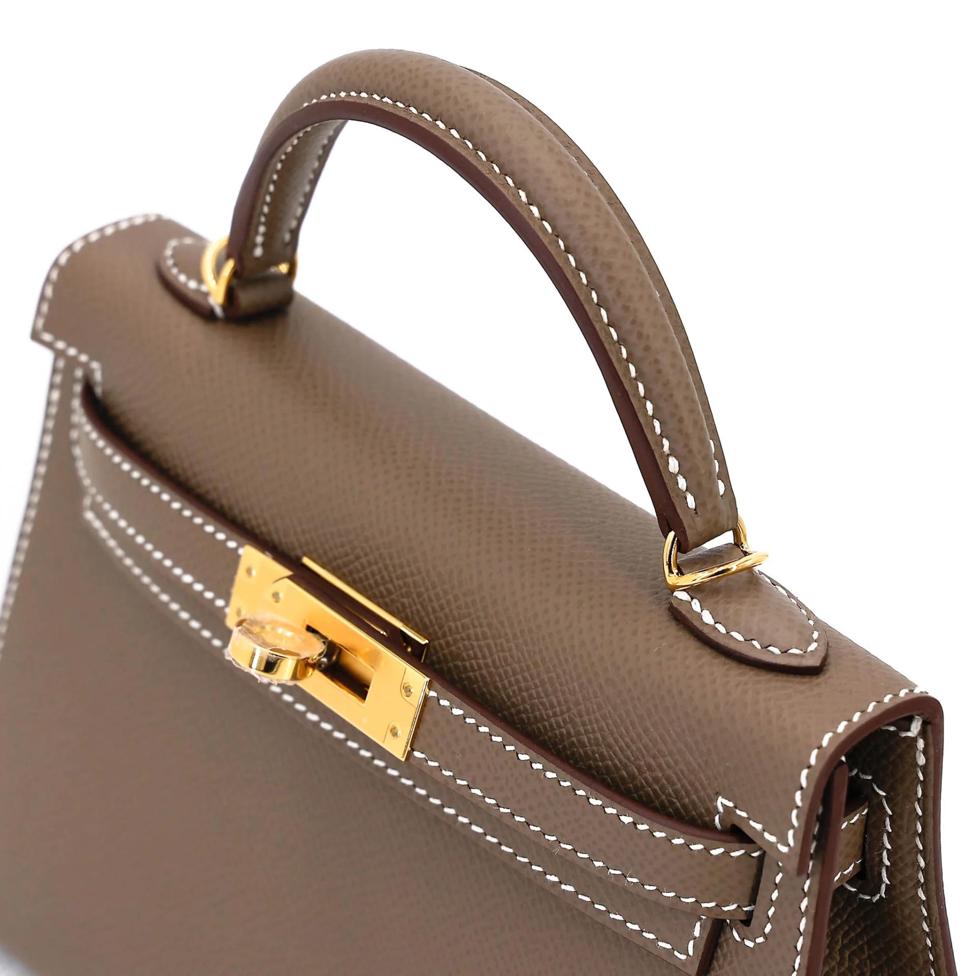 全新 HERMÈS 愛馬仕 Mini Kelly 二代 18 大象灰 Etoupe Epsom牛皮 金扣 G刻 2026年 - 3