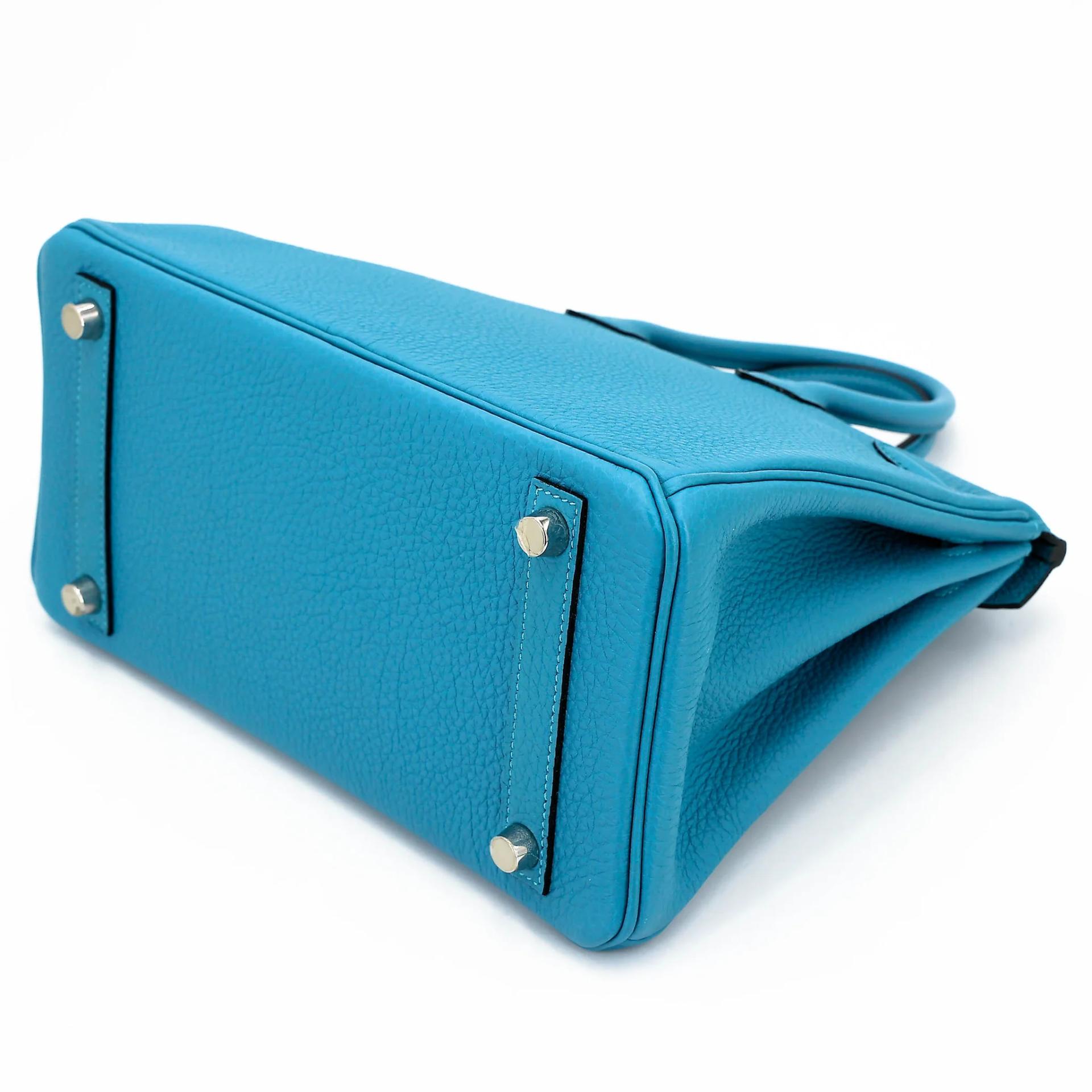 SA超美品 HERMÈS 愛馬仕 Birkin 25 7B 松石藍 Turquoise Togo小牛皮 銀扣 □R刻 2014年 - 6