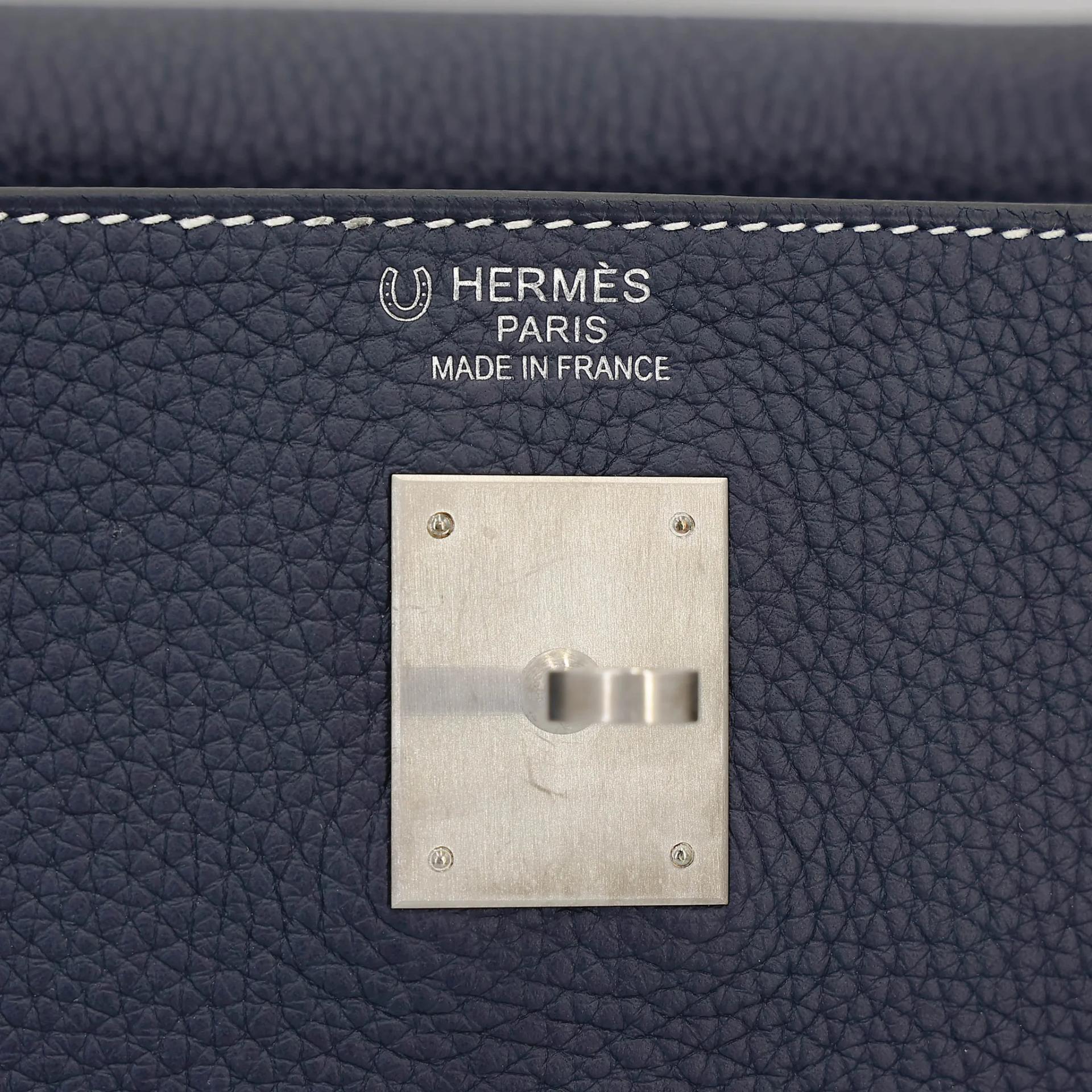 SA超美品 HERMÈS 愛馬仕 Kelly 35 HSS 10 奶昔白 Craie 78 深海藍 Blue Marine Togo小牛皮 拉絲銀扣 Y刻 2020年 - 14