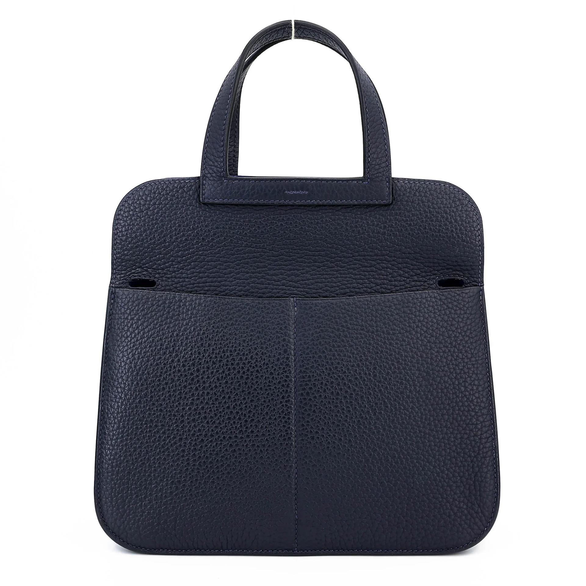 Excellent ( Rank SA ) HERMÈS Halzan 25 Verso Bleu Nuit (2Z) Bleu Electrique (7T) Clemence Gold hardware Z (2021) - 5