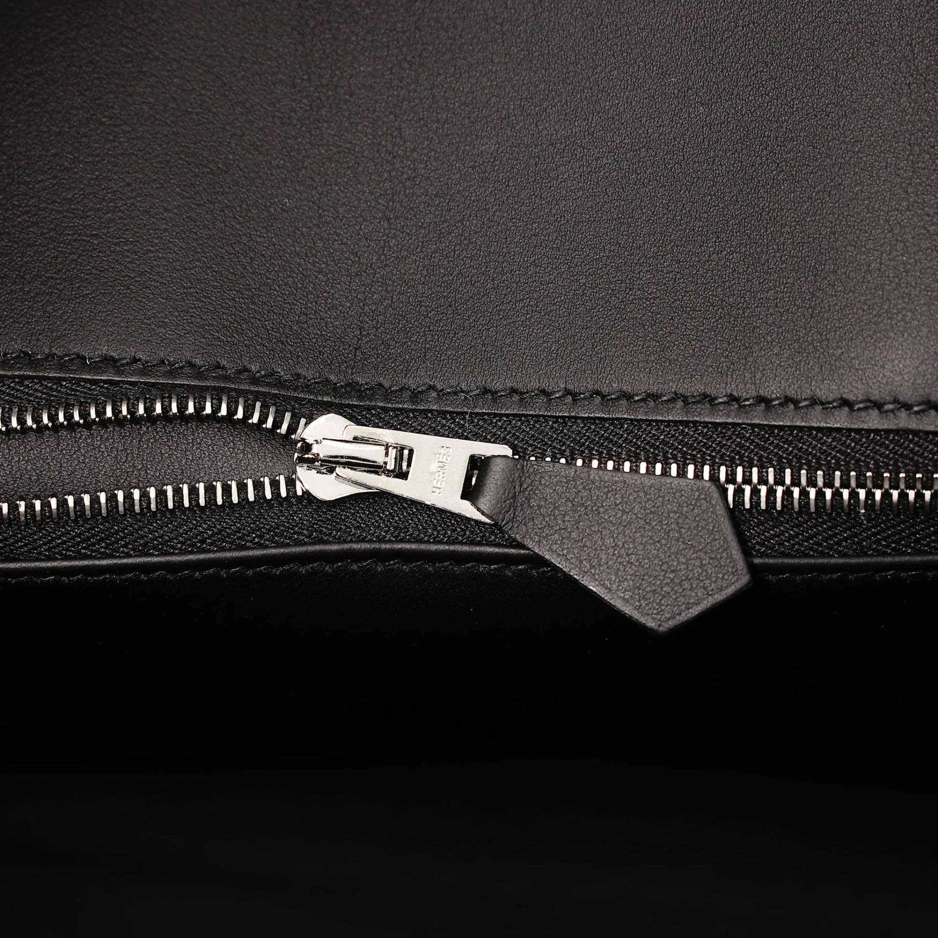 Excellent ( Rank SA ) HERMÈS Birkin 25 Noir (89) Toile H canvas Swift Palladium hardware K (2025) - 11