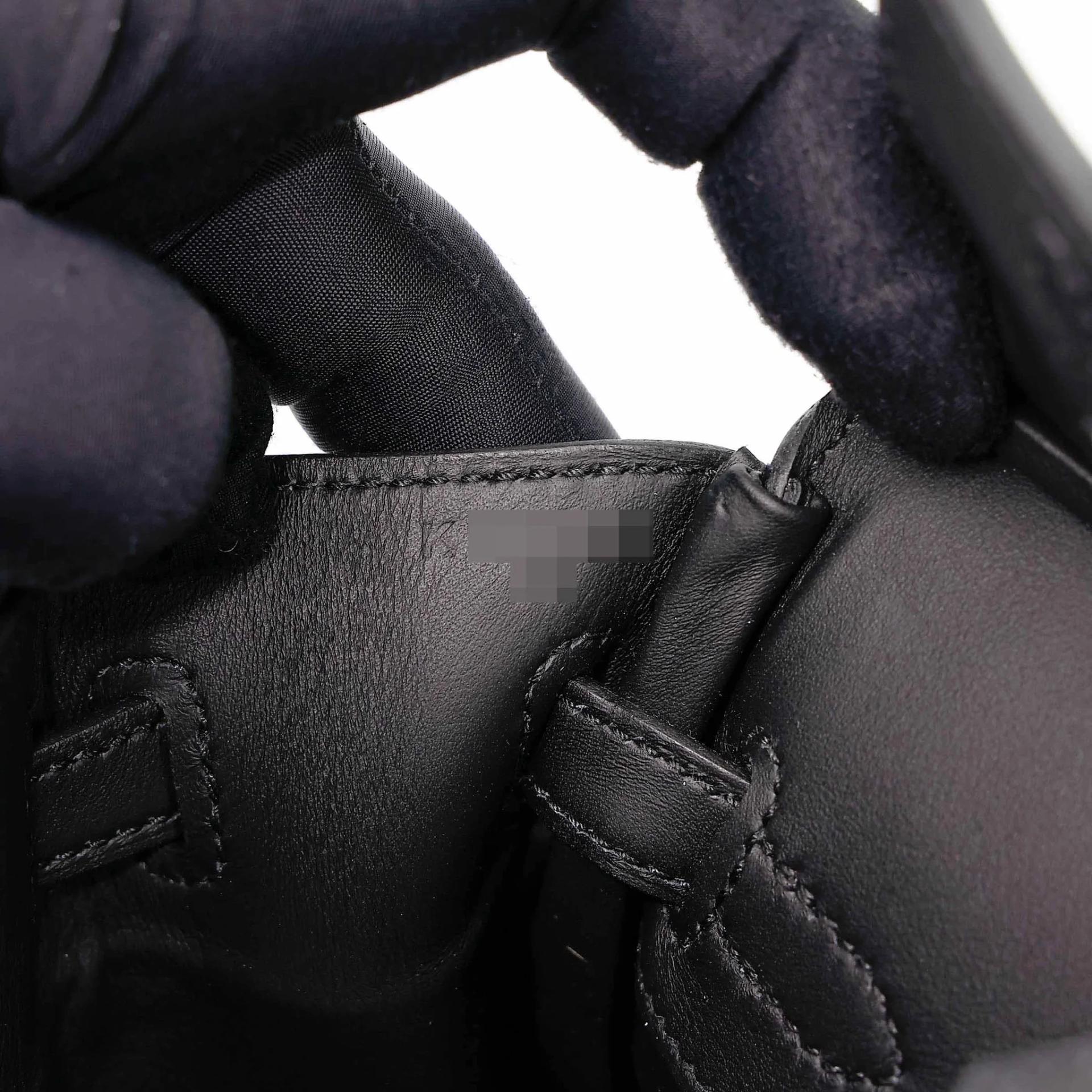 Excellent ( Rank SA ) HERMÈS Birkin 25 Noir (89) Toile H canvas Swift Palladium hardware K (2025) - 13