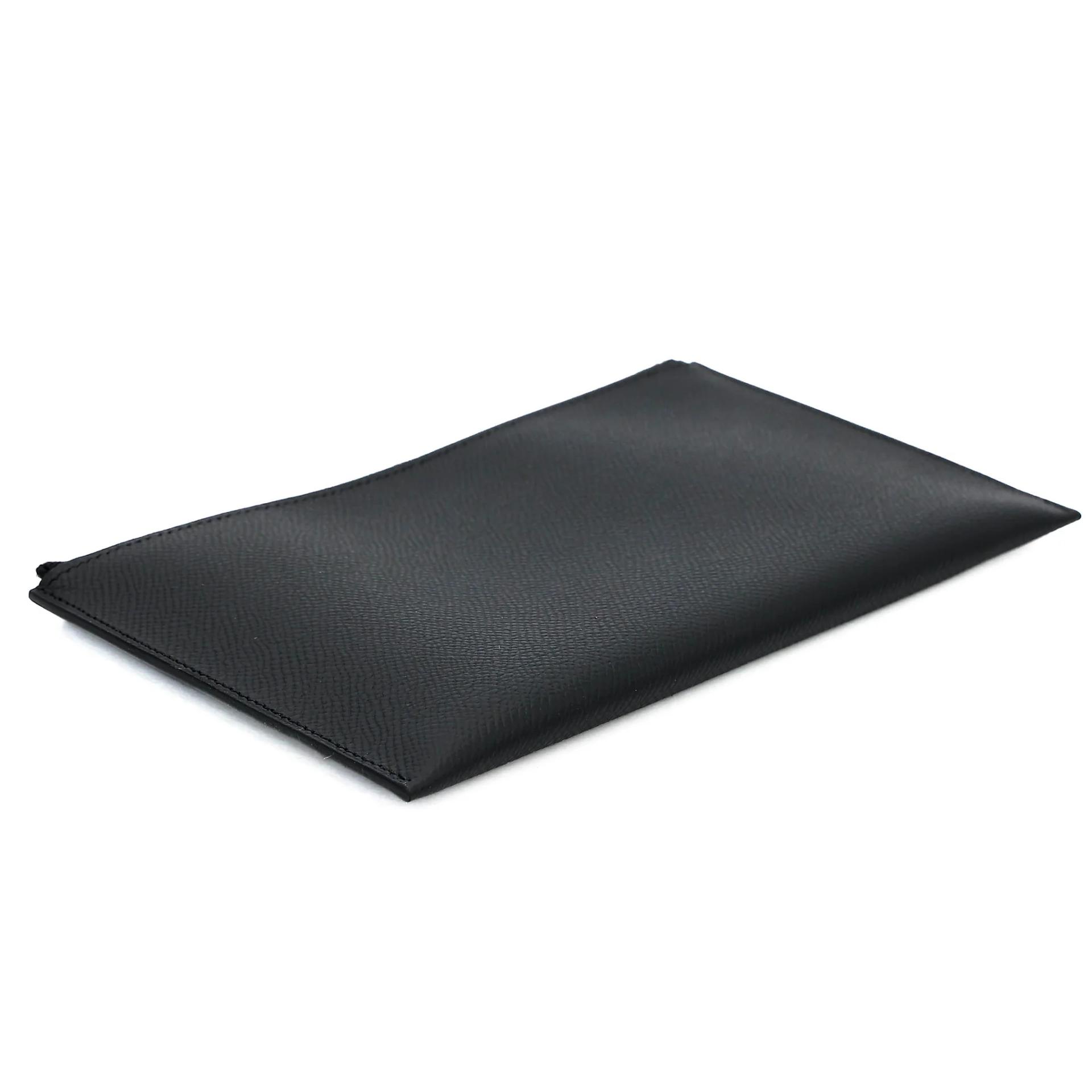 Brand New ( Rank N ) HERMÈS Calvi Pouch GM Bleu Saphir (73) Noir (89) Epsom Palladium hardware - 17