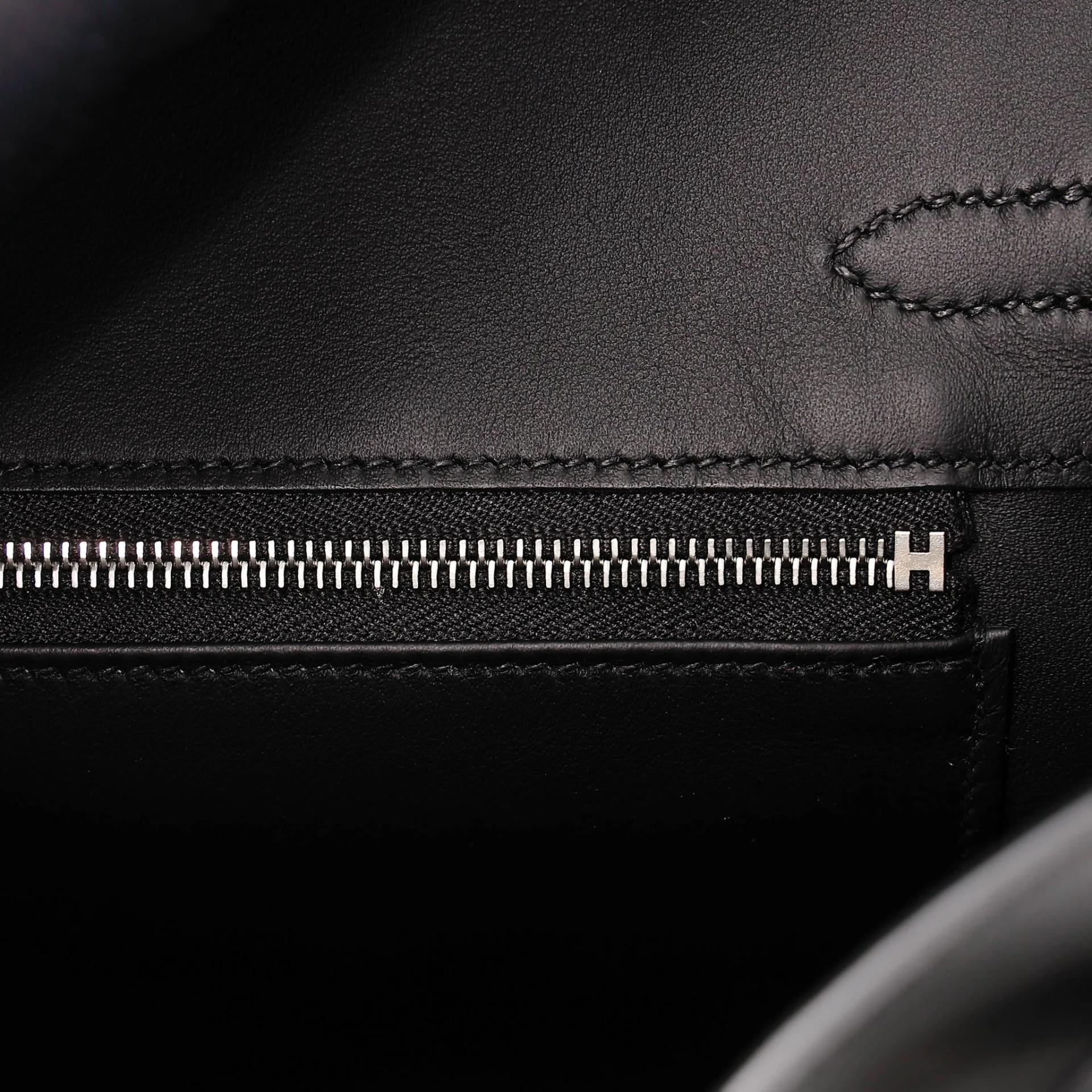 Excellent ( Rank SA ) HERMÈS Birkin 25 Noir (89) Toile H canvas Swift Palladium hardware K (2025) - 12