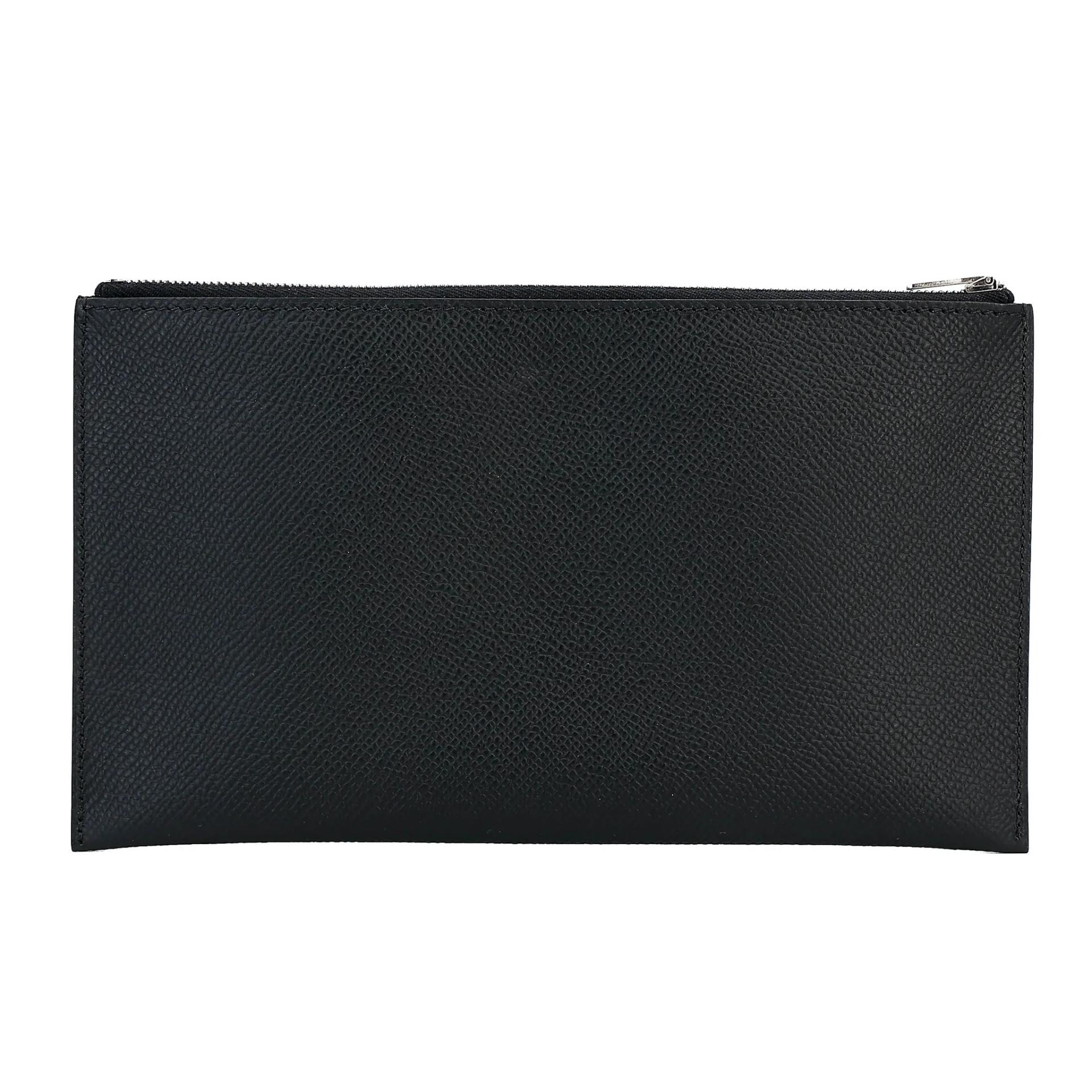 Brand New ( Rank N ) HERMÈS Calvi Pouch GM Bleu Saphir (73) Noir (89) Epsom Palladium hardware - 13
