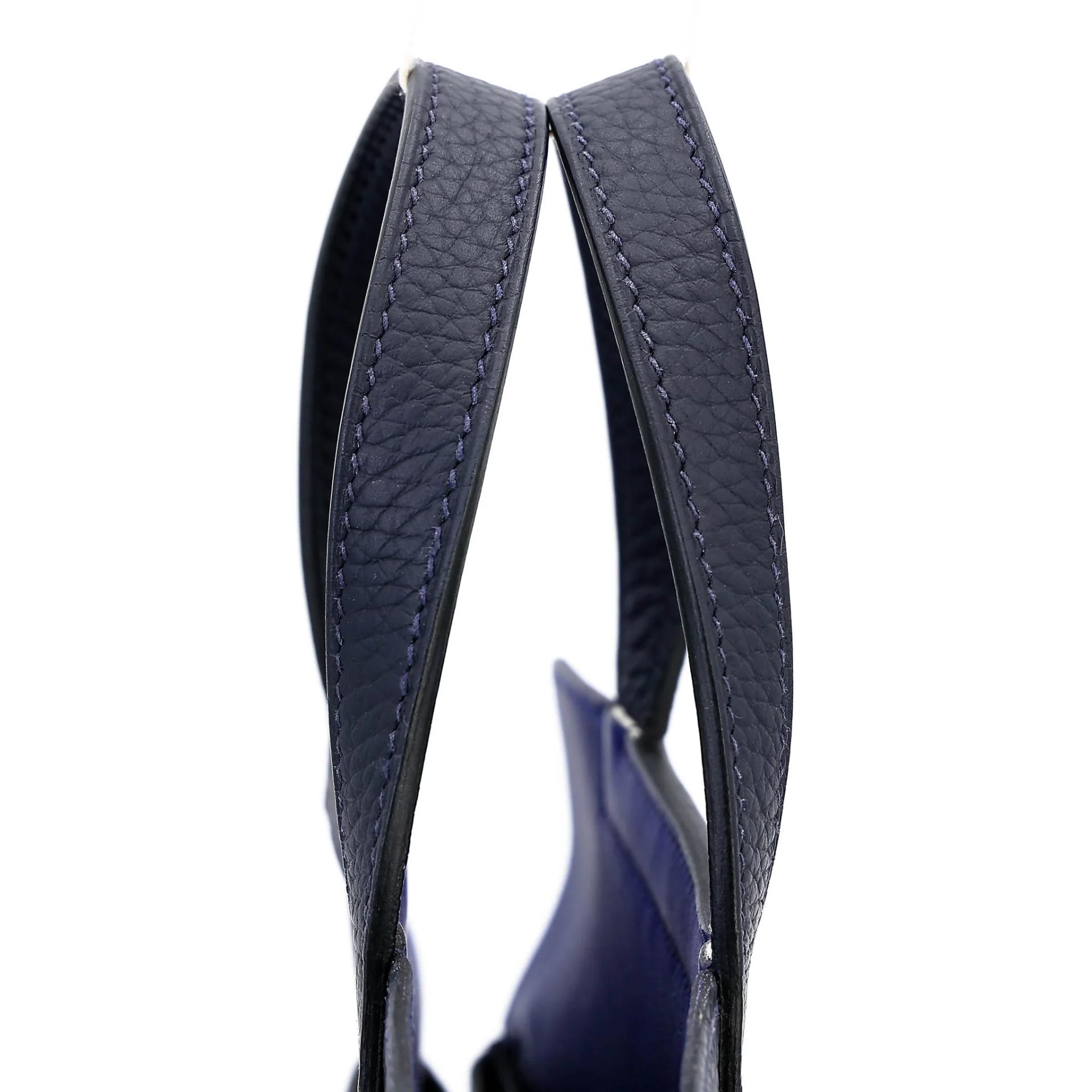 Excellent ( Rank SA ) HERMÈS Halzan 25 Verso Bleu Nuit (2Z) Bleu Electrique (7T) Clemence Gold hardware Z (2021) - 6