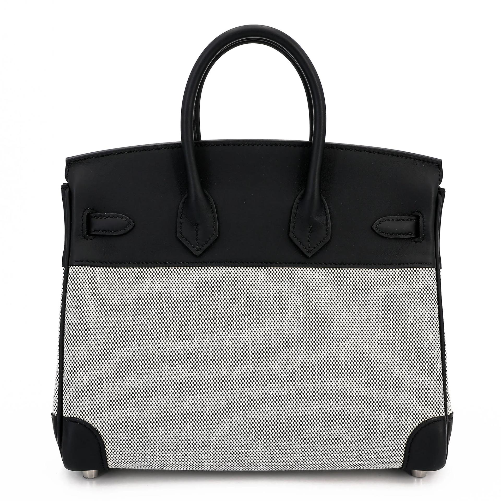 Excellent ( Rank SA ) HERMÈS Birkin 25 Noir (89) Toile H canvas Swift Palladium hardware K (2025) - 2