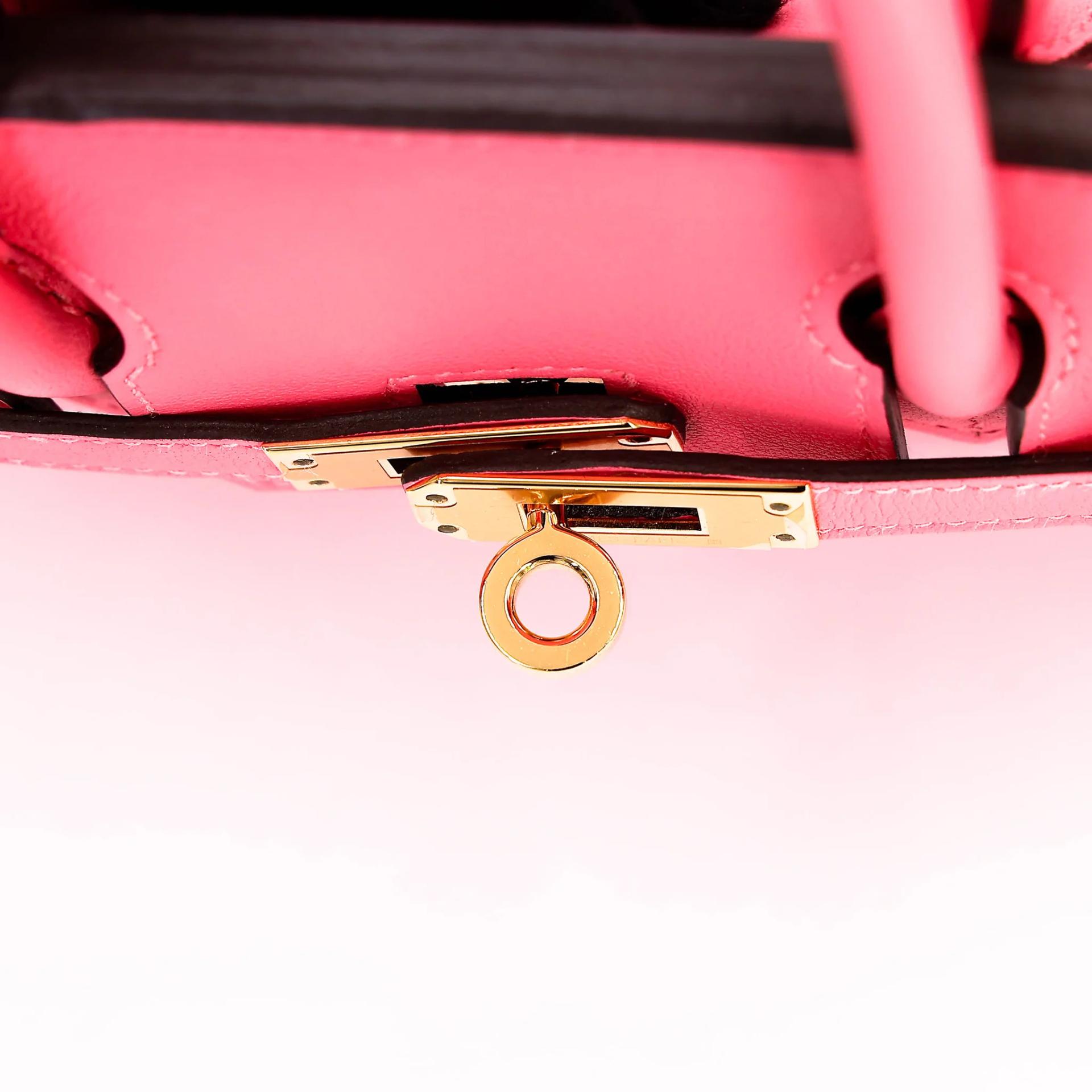 Very Good ( Rank A) HERMÈS Birkin 25 Rose Azalee (8W) Swift Gold hardware A (2017) - 15