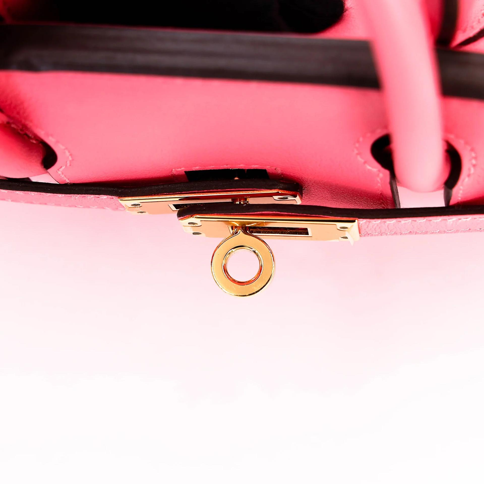Very Good ( Rank A) HERMÈS Birkin 25 Rose Azalee (8W) Swift Gold hardware A (2017) - 16