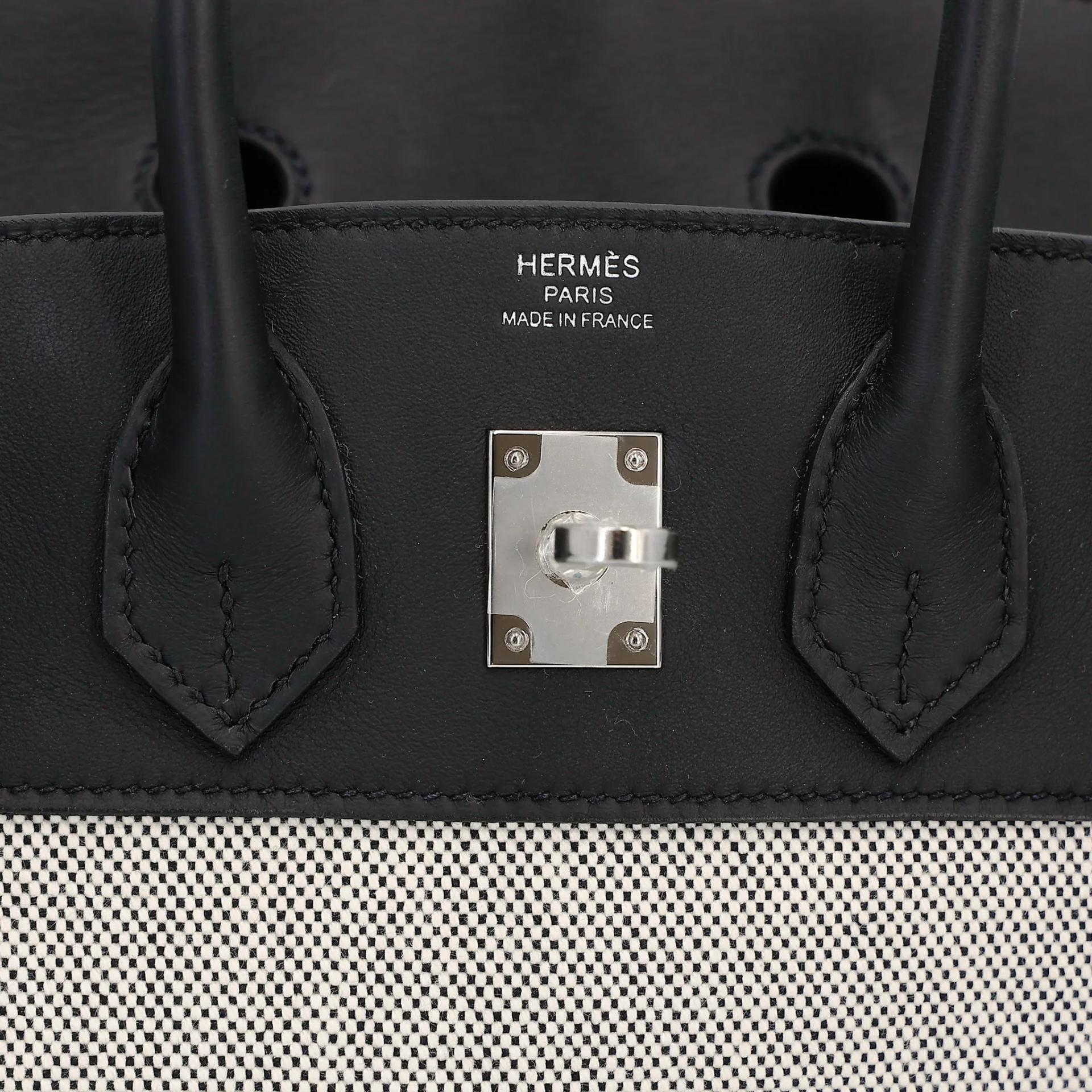 Excellent ( Rank SA ) HERMÈS Birkin 25 Noir (89) Toile H canvas Swift Palladium hardware K (2025) - 10