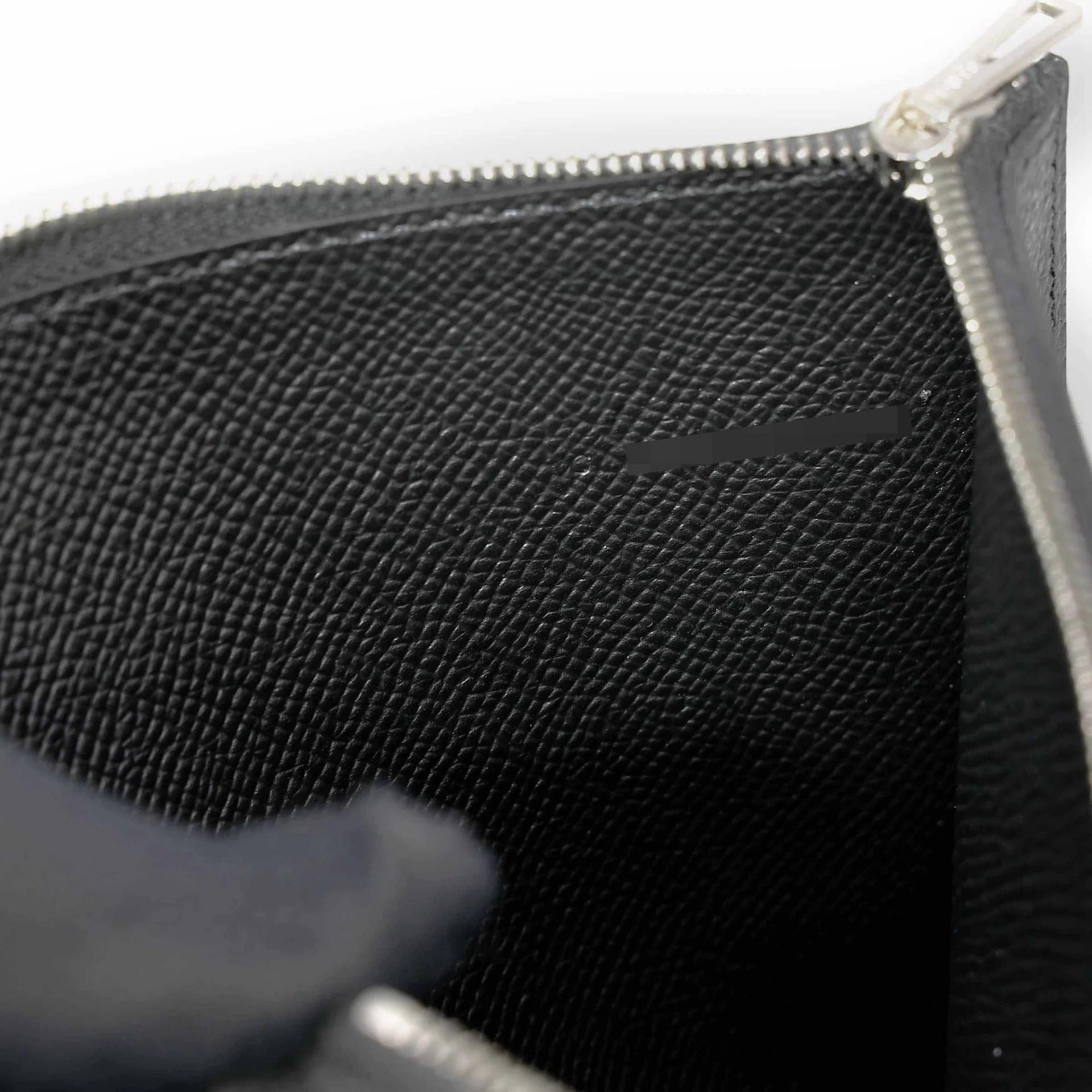 Brand New ( Rank N ) HERMÈS Calvi Pouch GM Bleu Saphir (73) Noir (89) Epsom Palladium hardware - 21