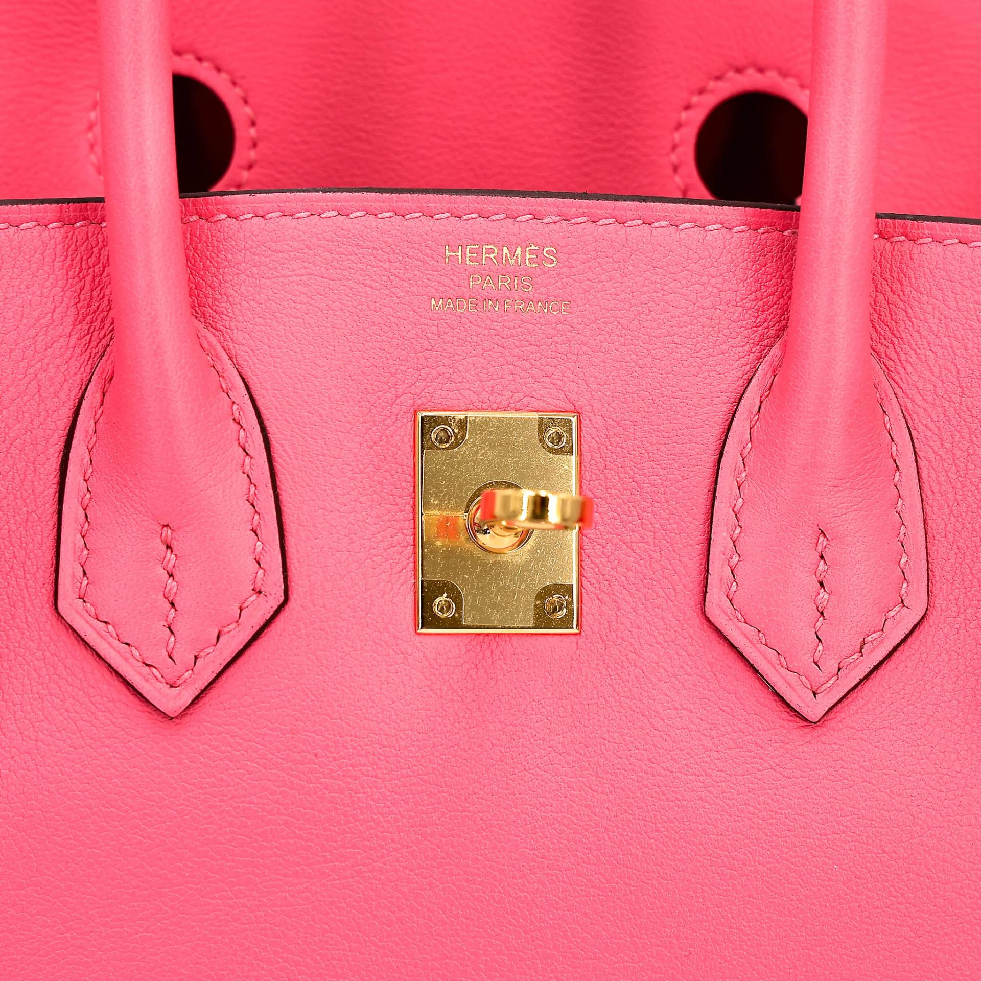 Very Good ( Rank A) HERMÈS Birkin 25 Rose Azalee (8W) Swift Gold hardware A (2017) - 17