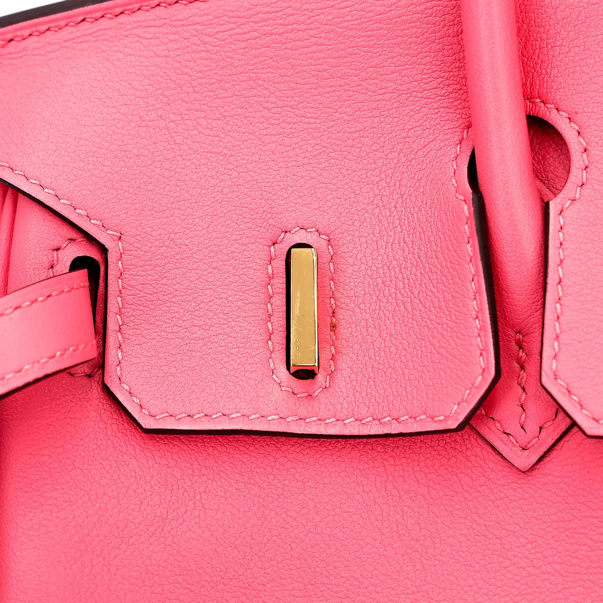 Very Good ( Rank A) HERMÈS Birkin 25 Rose Azalee (8W) Swift Gold hardware A (2017) - 13