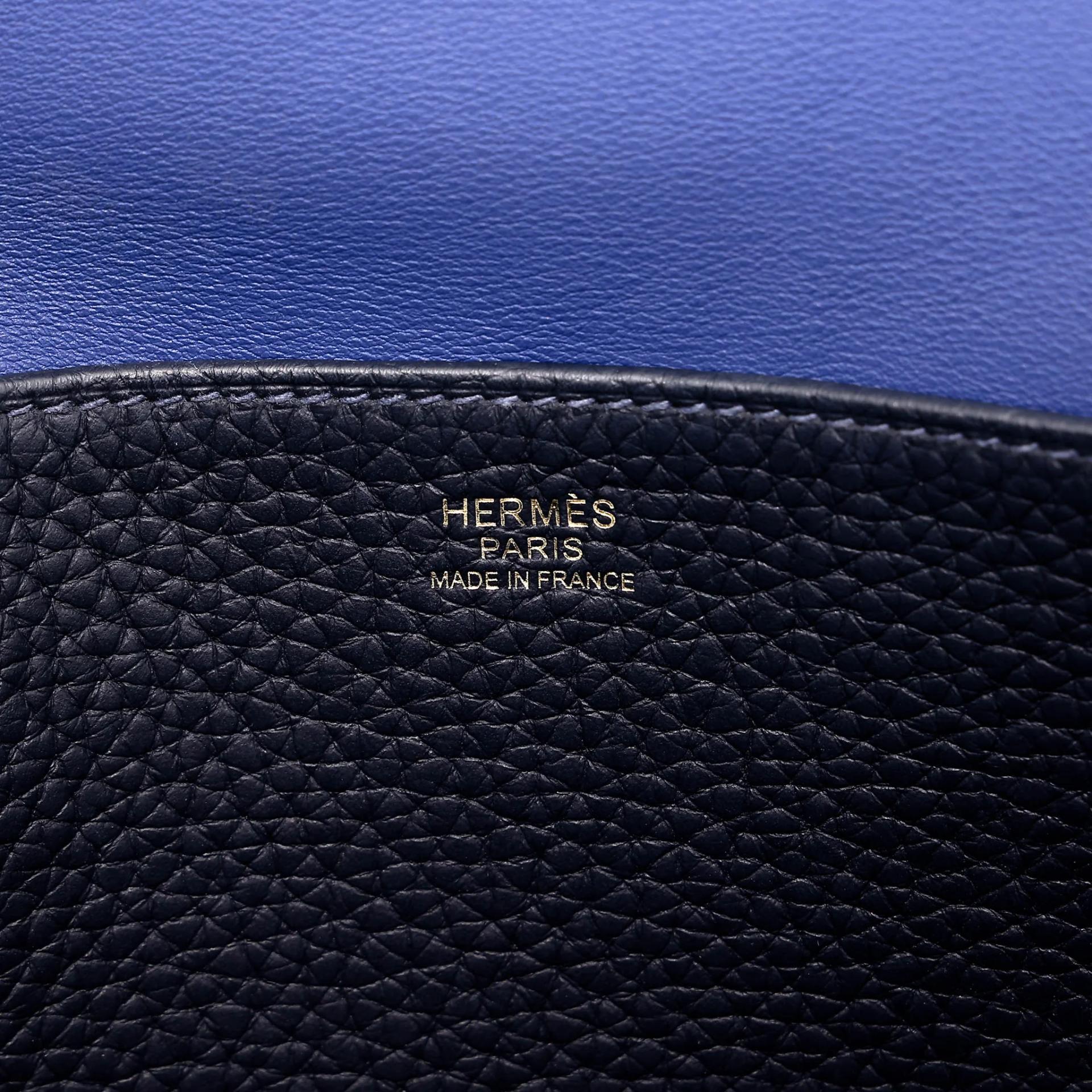 Excellent ( Rank SA ) HERMÈS Halzan 25 Verso Bleu Nuit (2Z) Bleu Electrique (7T) Clemence Gold hardware Z (2021) - 18
