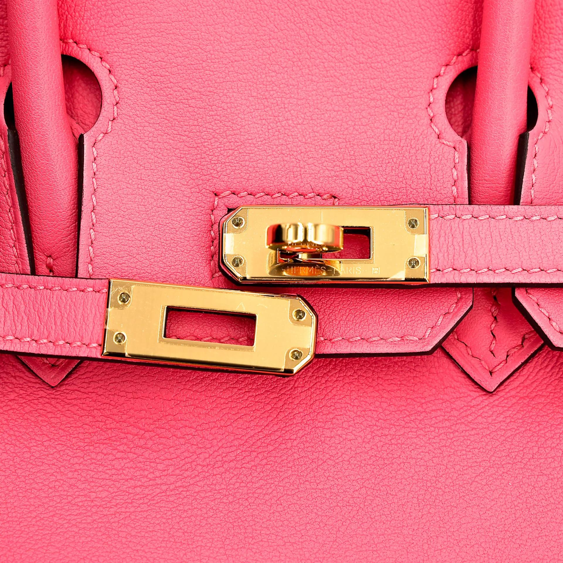 Very Good ( Rank A) HERMÈS Birkin 25 Rose Azalee (8W) Swift Gold hardware A (2017) - 12