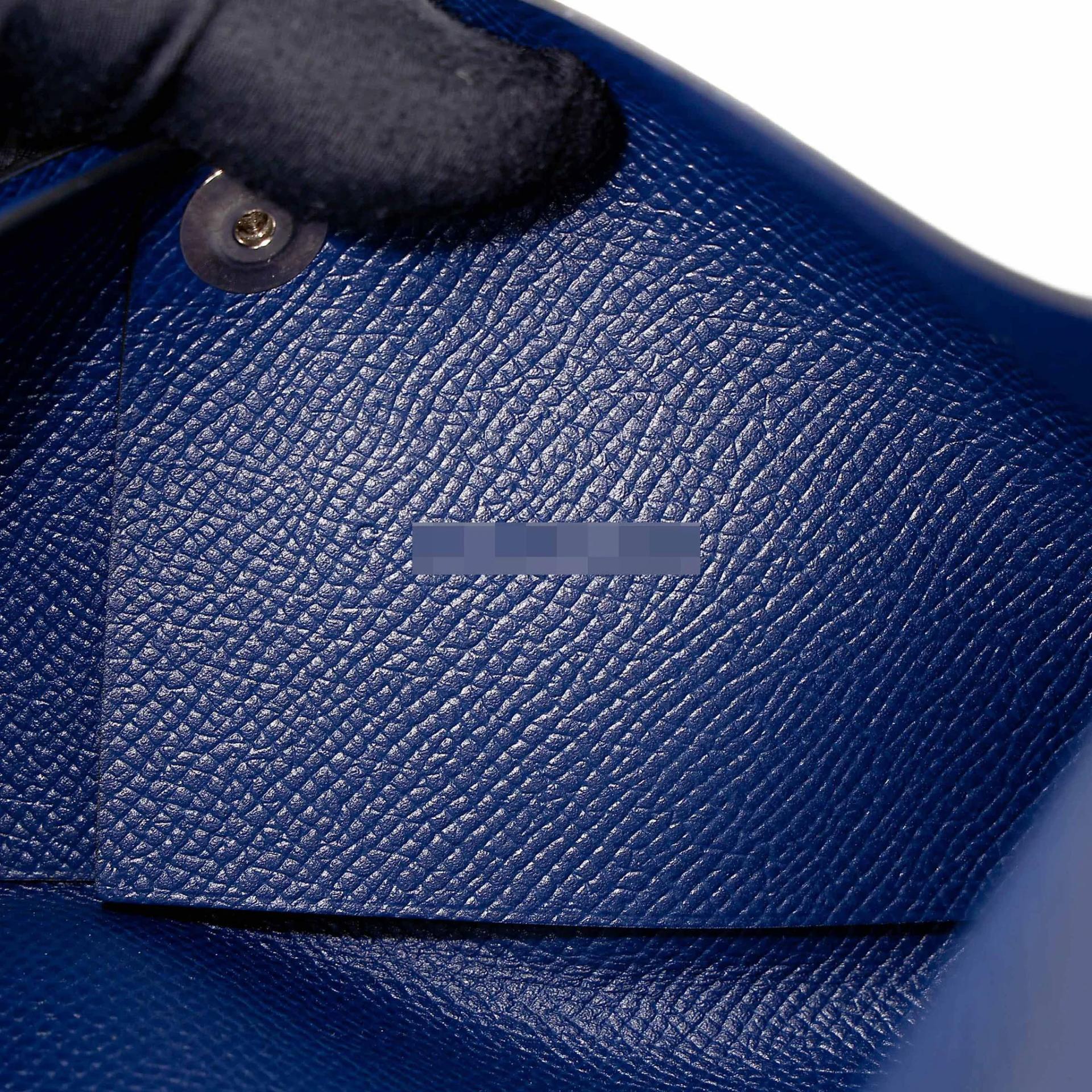 Brand New ( Rank N ) HERMÈS Calvi Pouch GM Bleu Saphir (73) Noir (89) Epsom Palladium hardware - 9