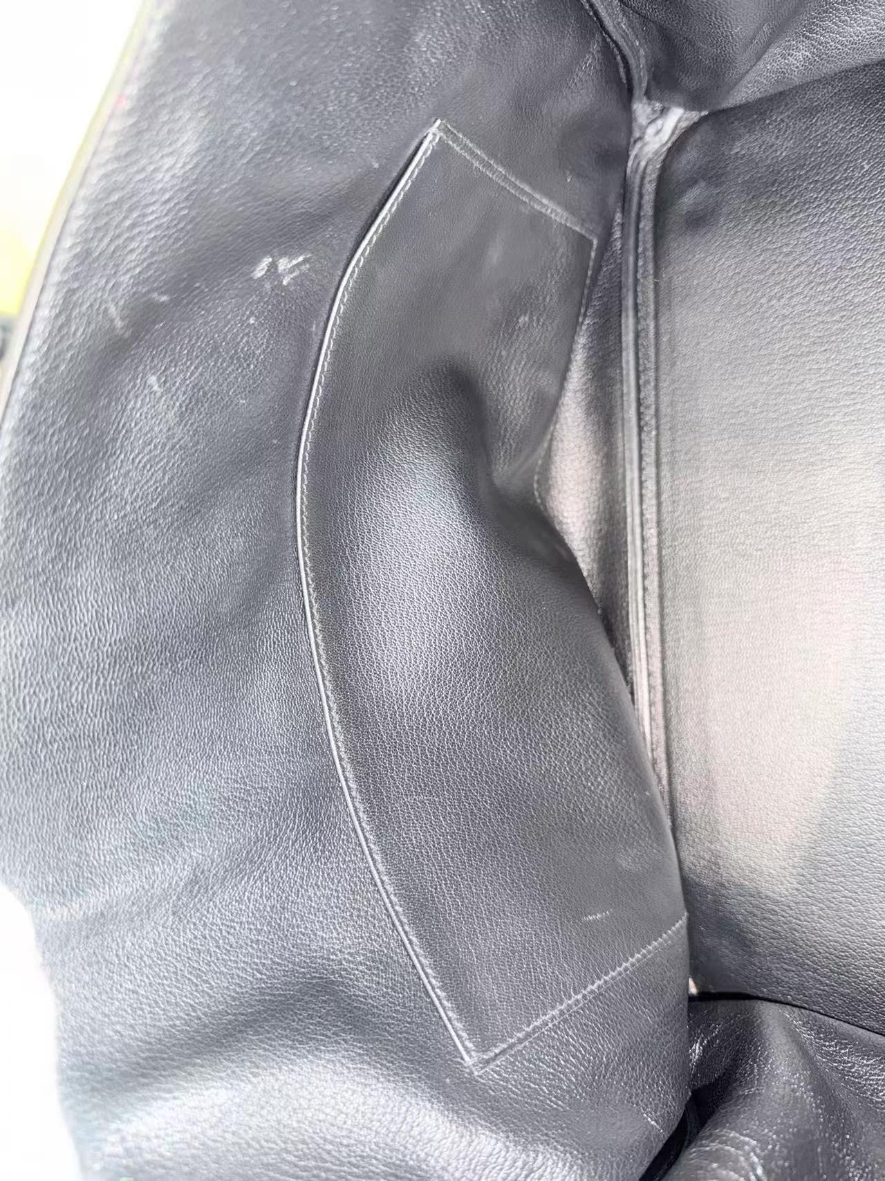 Good ( Rank AB) HERMÈS Birkin 35 Noir (89) Clemence Palladium hardware Square I (2005) - 31