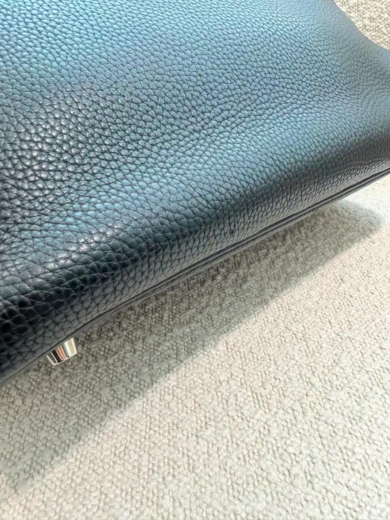 Good ( Rank AB) HERMÈS Birkin 35 Noir (89) Clemence Palladium hardware Square I (2005) - 10