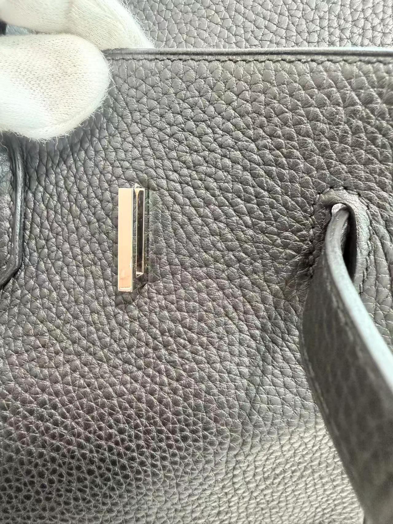 Good ( Rank AB) HERMÈS Birkin 35 Noir (89) Clemence Palladium hardware Square I (2005) - 27