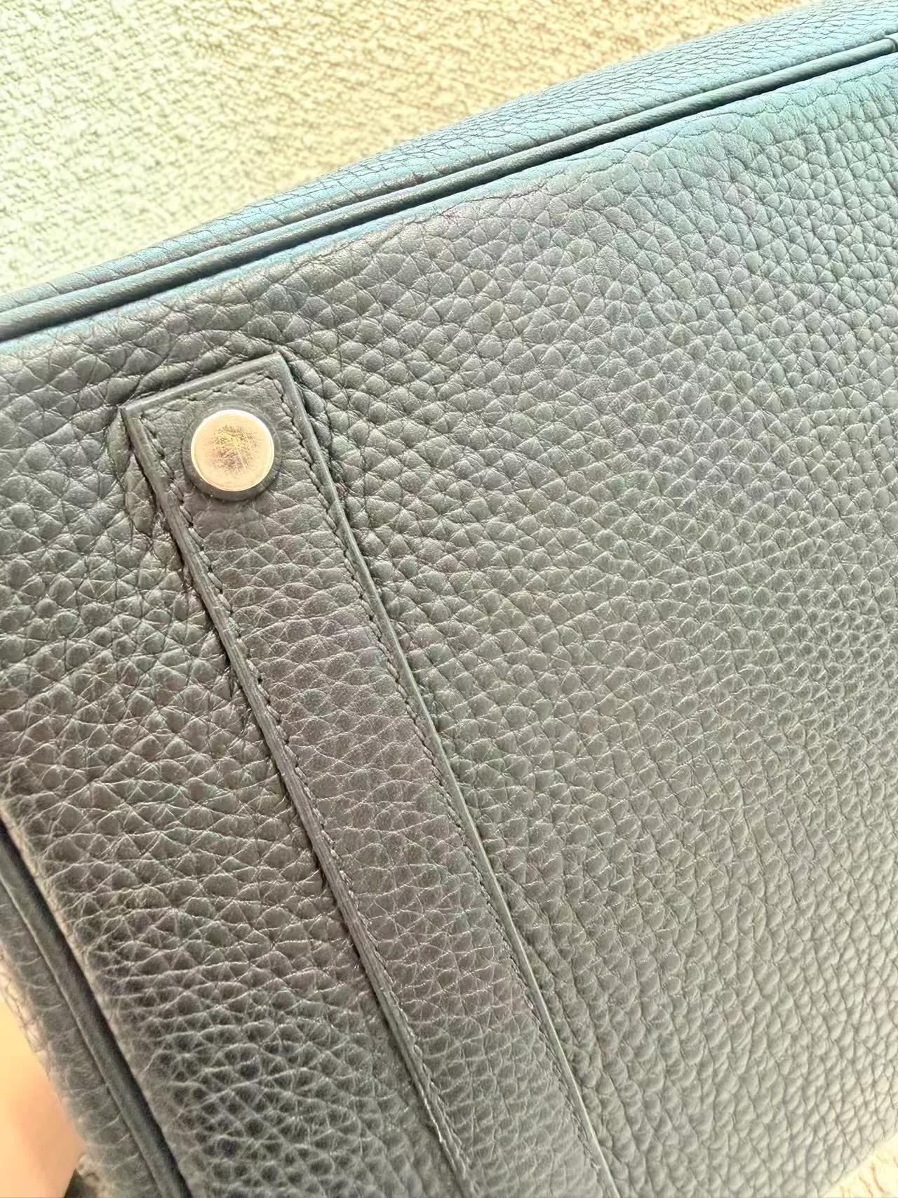 Good ( Rank AB) HERMÈS Birkin 35 Noir (89) Clemence Palladium hardware Square I (2005) - 13