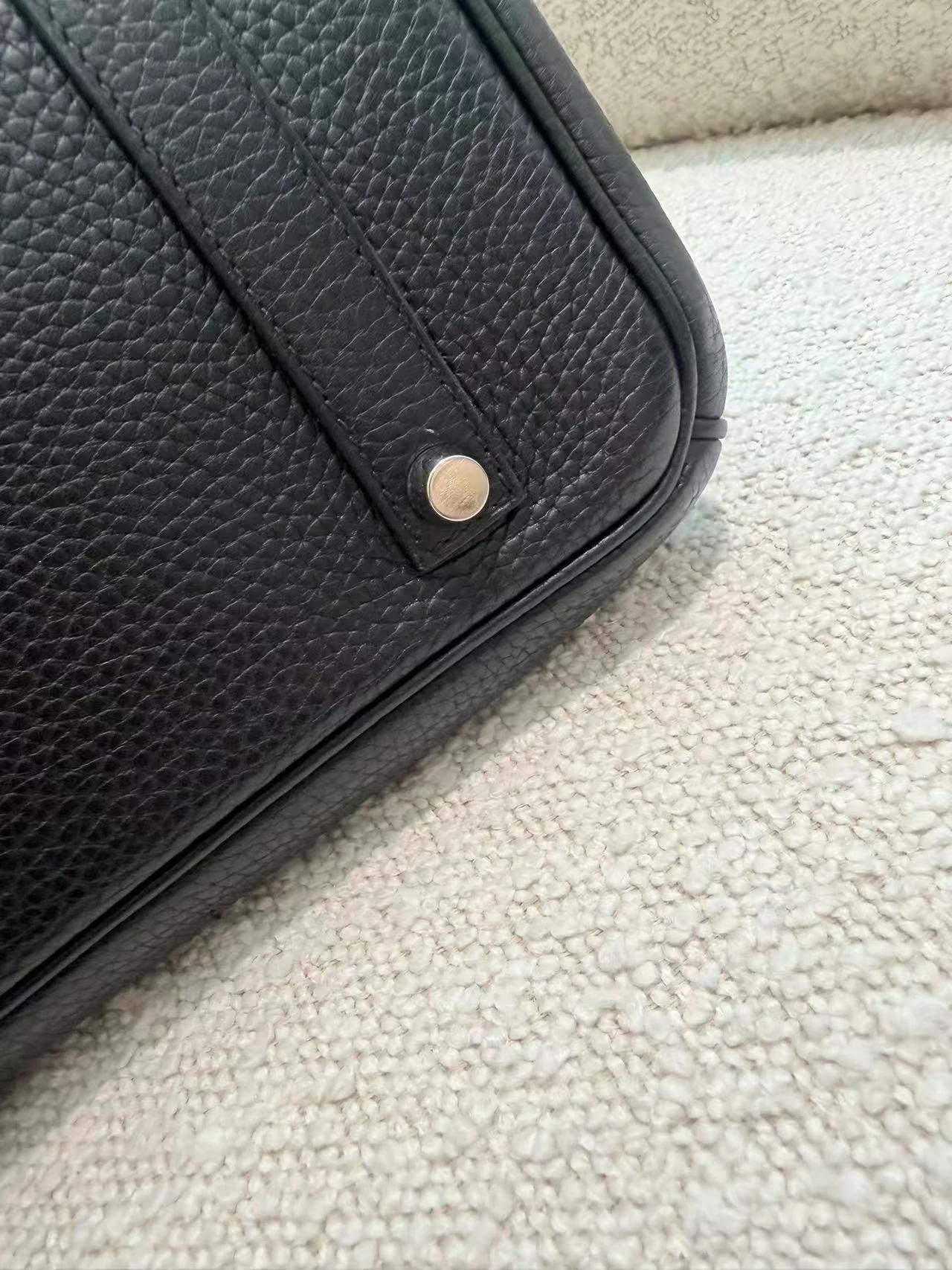 Good ( Rank AB) HERMÈS Birkin 35 Noir (89) Clemence Palladium hardware Square I (2005) - 16