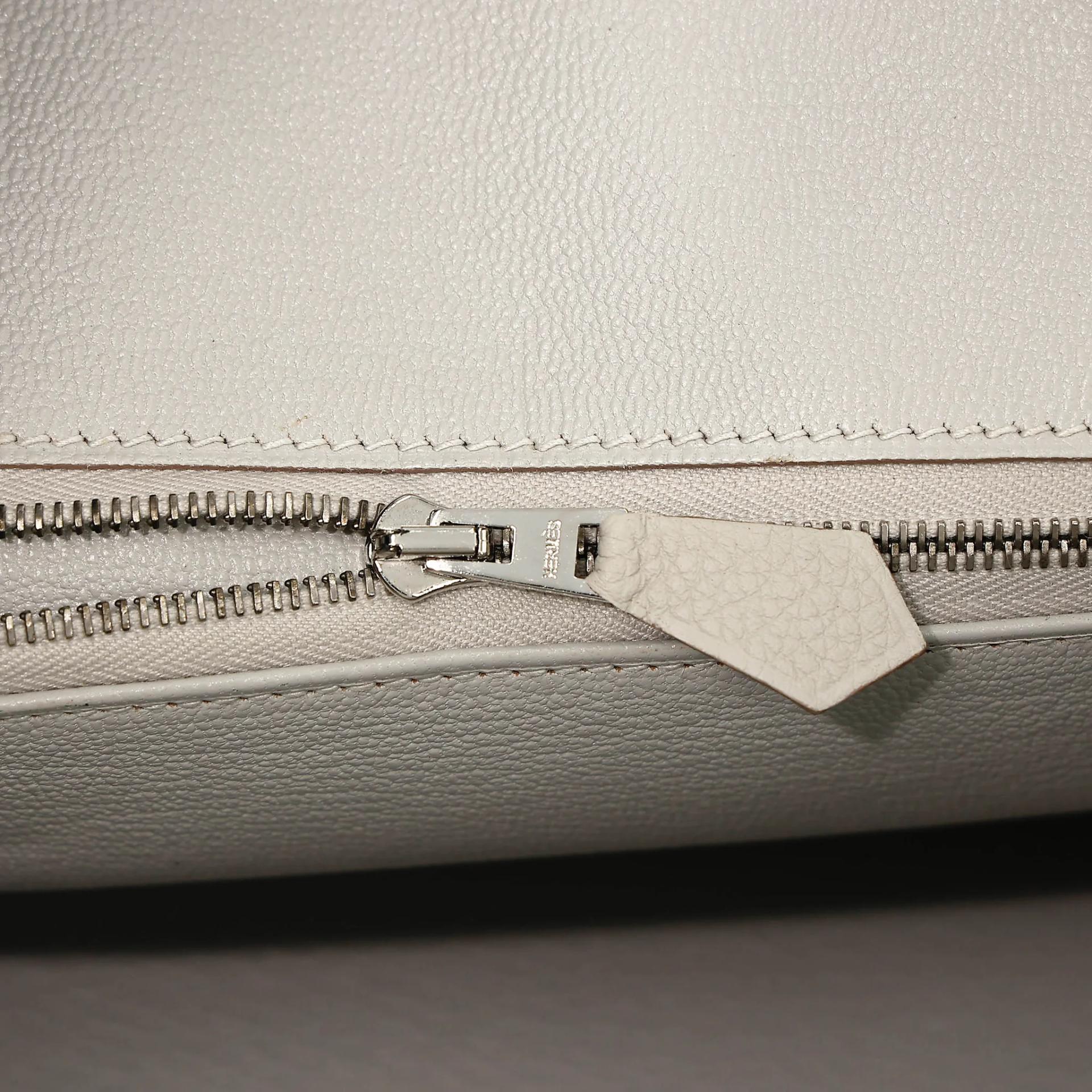 Excellent ( Rank SA ) HERMÈS Birkin 25 Gris Perle (80) Togo Palladium hardware Y (2020) - 12