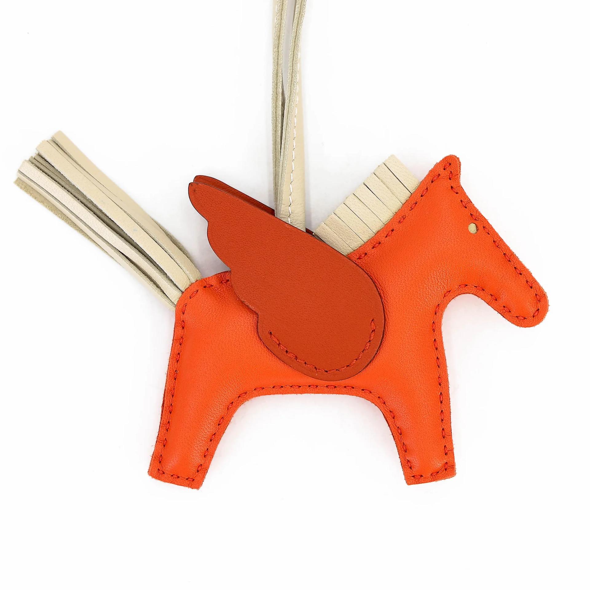 Excellent ( Rank SA ) HERMÈS Rodeo Pegase PM Orange Poppy (8V) Craie (10) Orange (93) Agneau Milo Z (2021) - 6