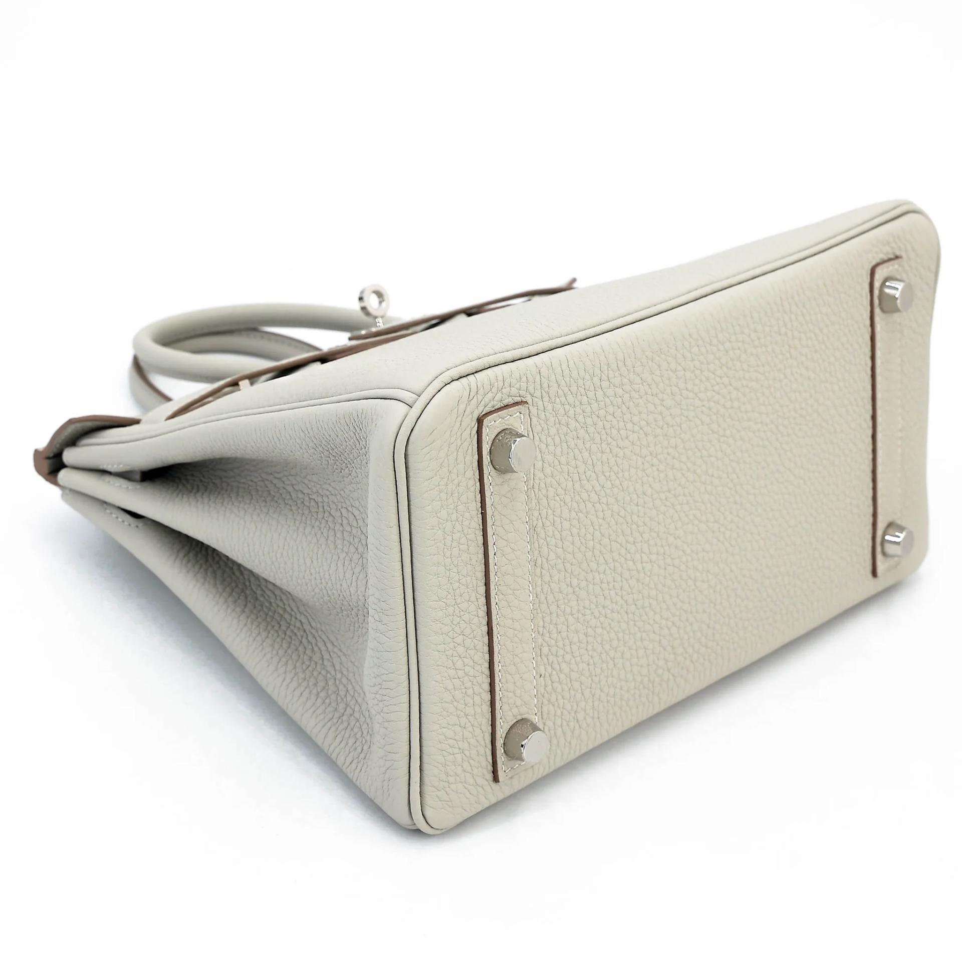 Excellent ( Rank SA ) HERMÈS Birkin 25 Gris Perle (80) Togo Palladium hardware Y (2020) - 5