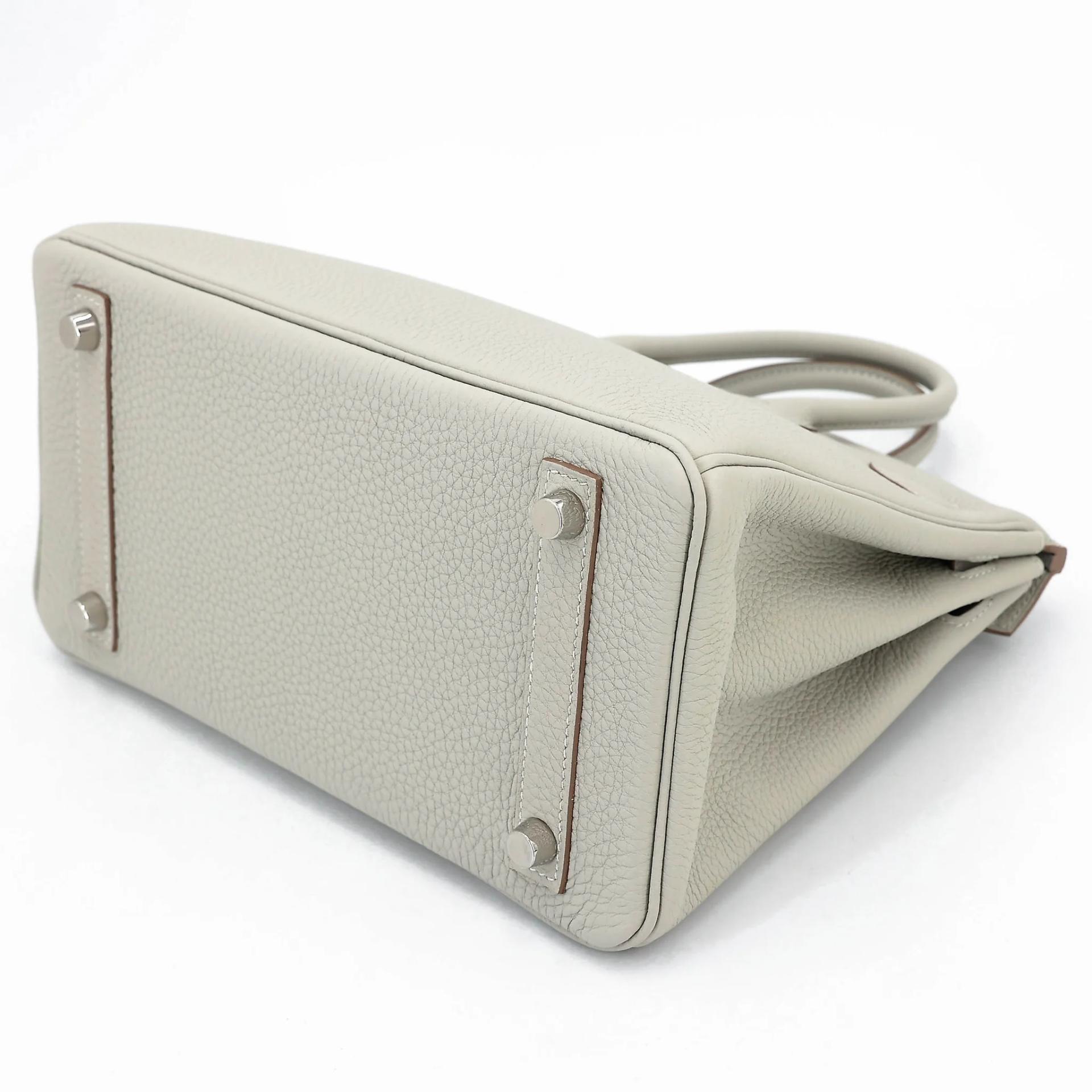 Excellent ( Rank SA ) HERMÈS Birkin 25 Gris Perle (80) Togo Palladium hardware Y (2020) - 6