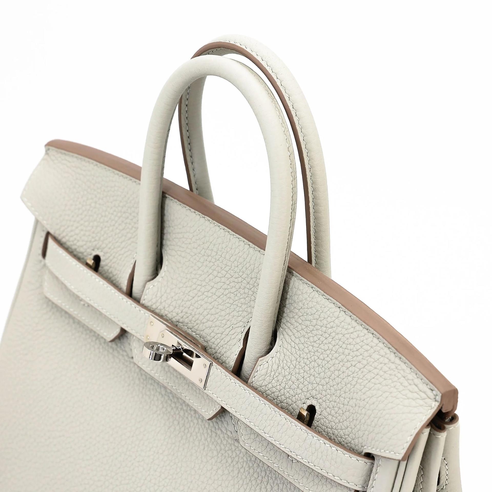 Excellent ( Rank SA ) HERMÈS Birkin 25 Gris Perle (80) Togo Palladium hardware Y (2020) - 3