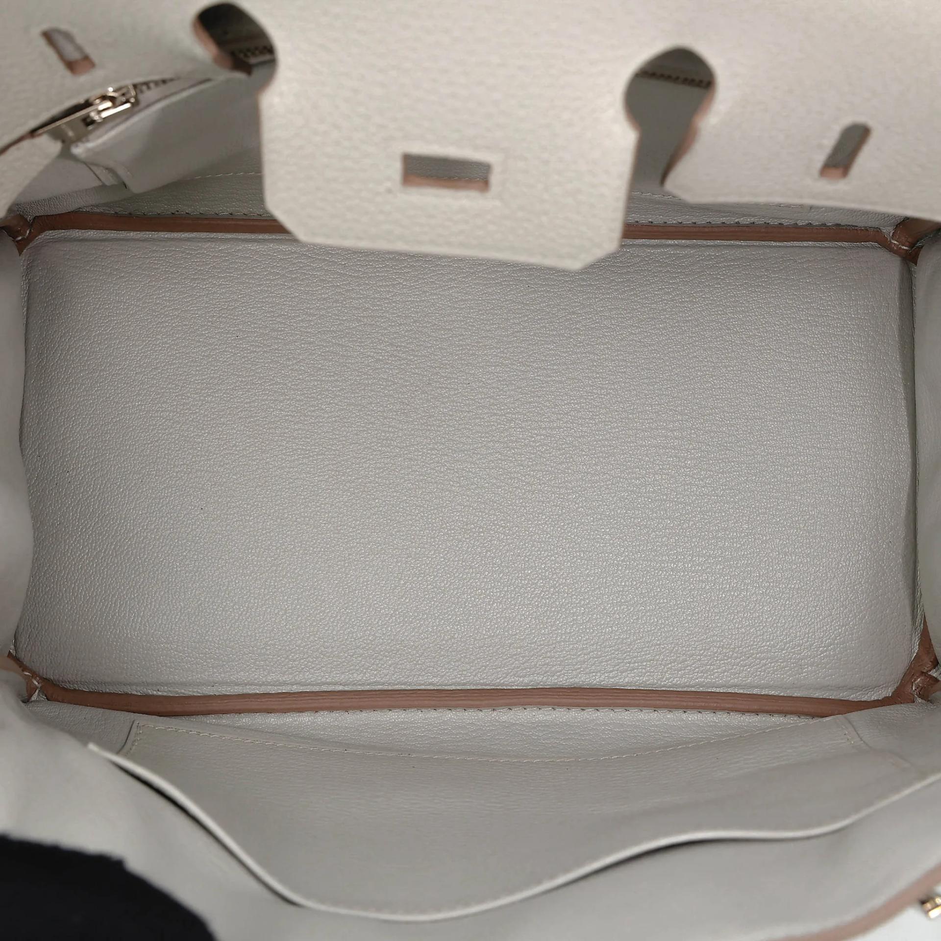 Excellent ( Rank SA ) HERMÈS Birkin 25 Gris Perle (80) Togo Palladium hardware Y (2020) - 17