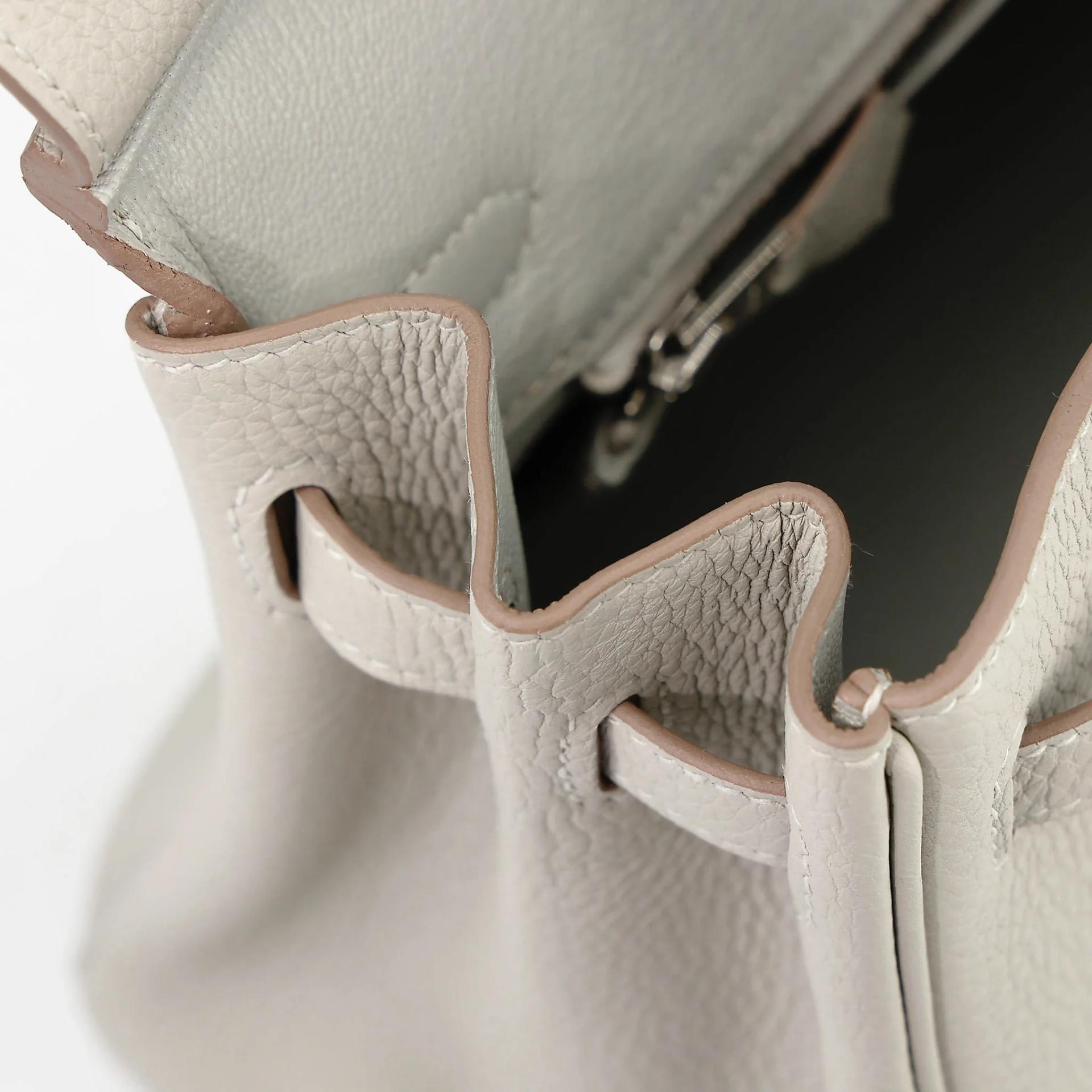 Excellent ( Rank SA ) HERMÈS Birkin 25 Gris Perle (80) Togo Palladium hardware Y (2020) - 16