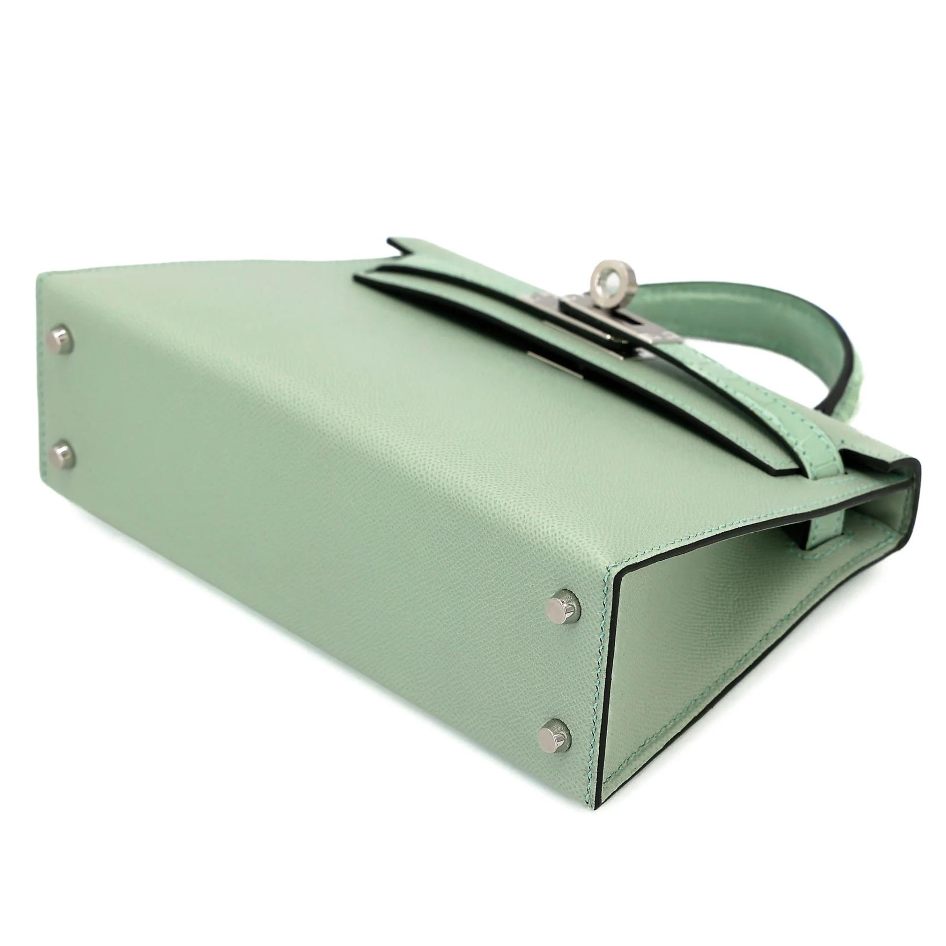 Brand New ( Rank N ) HERMÈS Mini Kelly II Touch Vert d’Eau (6U) Matte Alligator Madame Palladium hardware G (2026) - 4