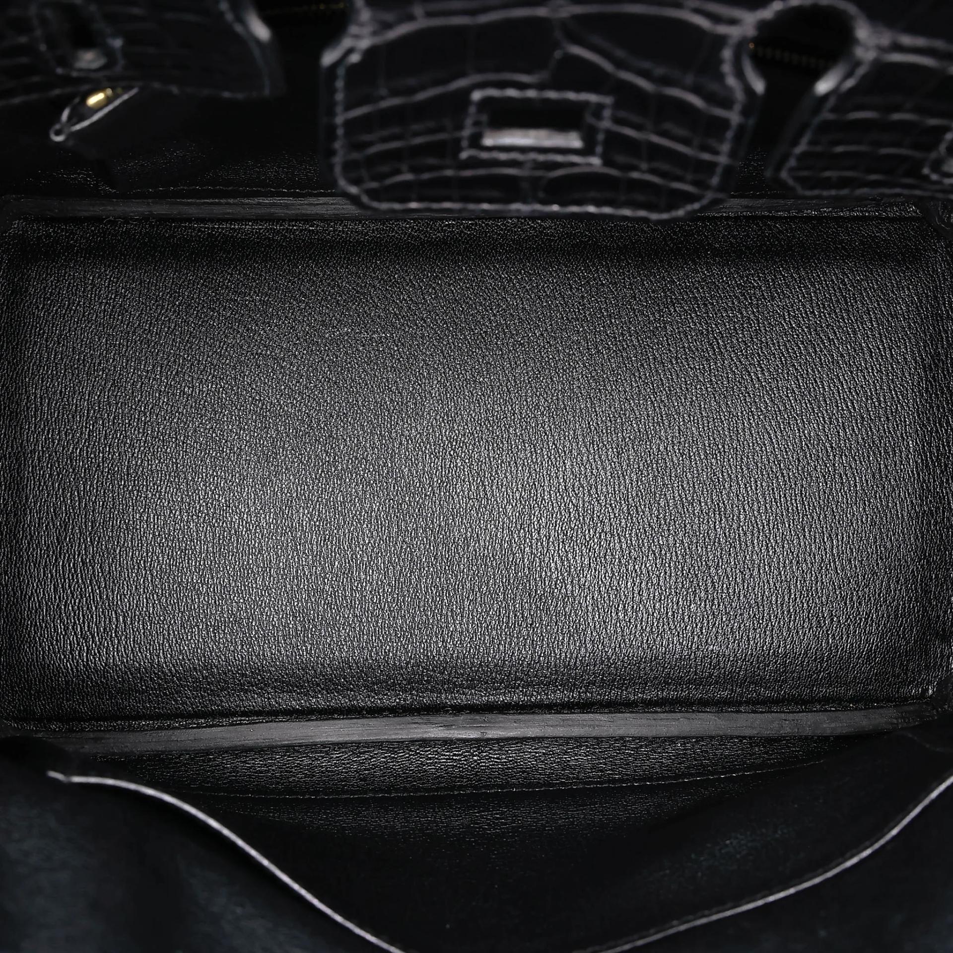 Unused ( Rank NS ) HERMÈS Birkin 25 Noir (89) Matte Alligator Gold hardware B (2023) - 17
