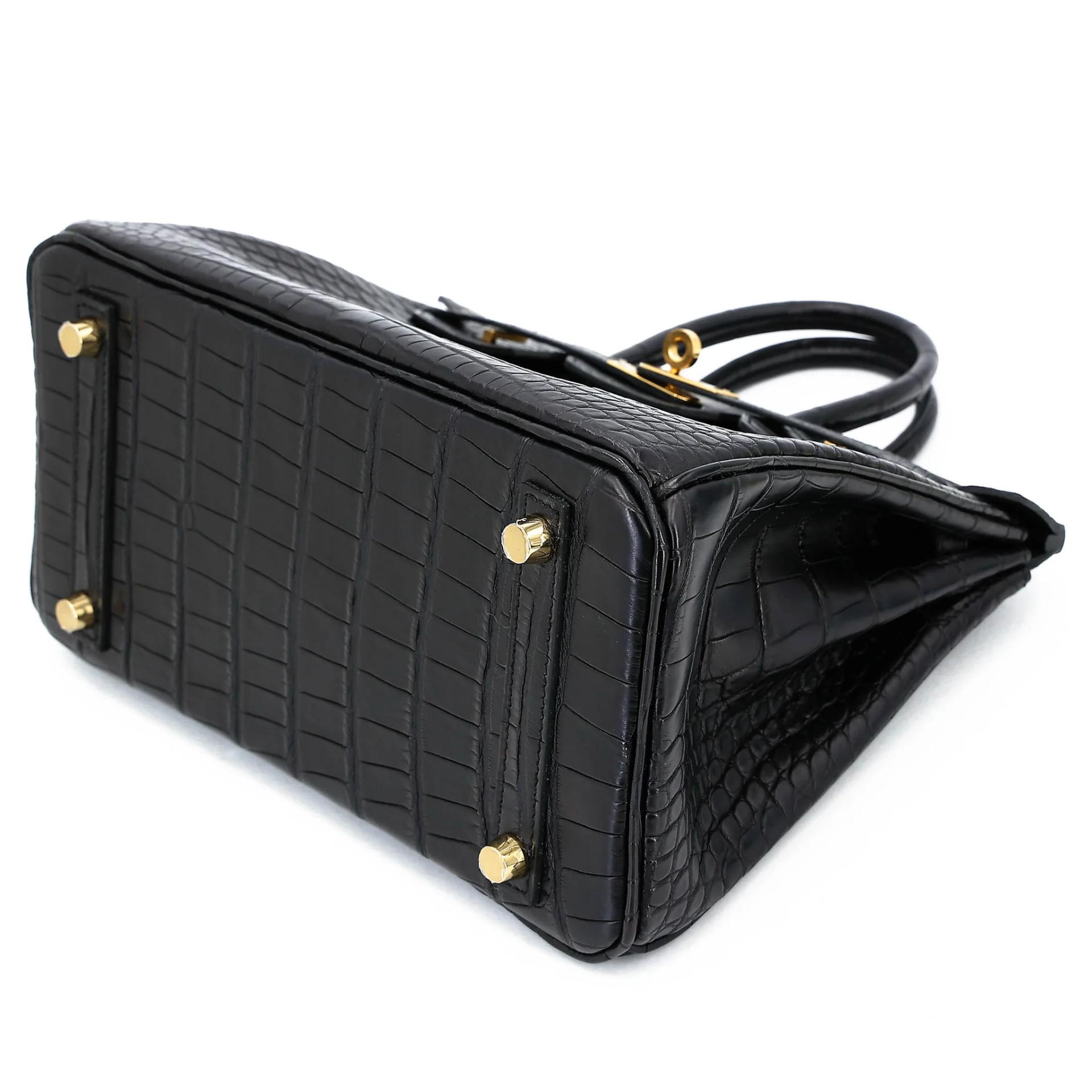 Unused ( Rank NS ) HERMÈS Birkin 25 Noir (89) Matte Alligator Gold hardware B (2023) - 4
