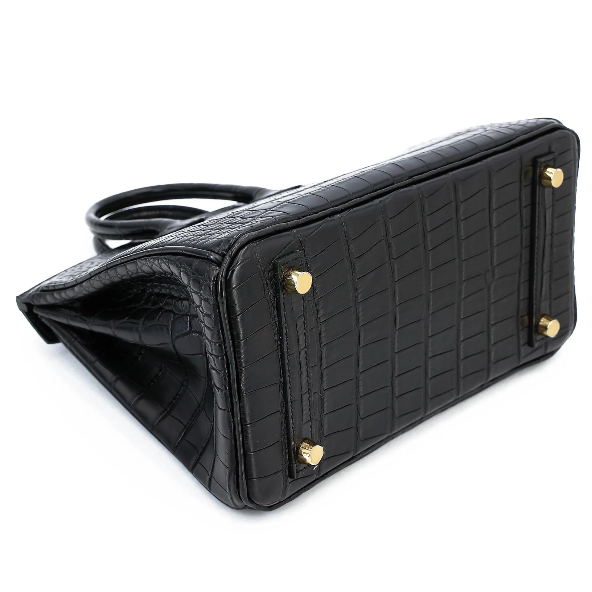 Unused ( Rank NS ) HERMÈS Birkin 25 Noir (89) Matte Alligator Gold hardware B (2023) - 7