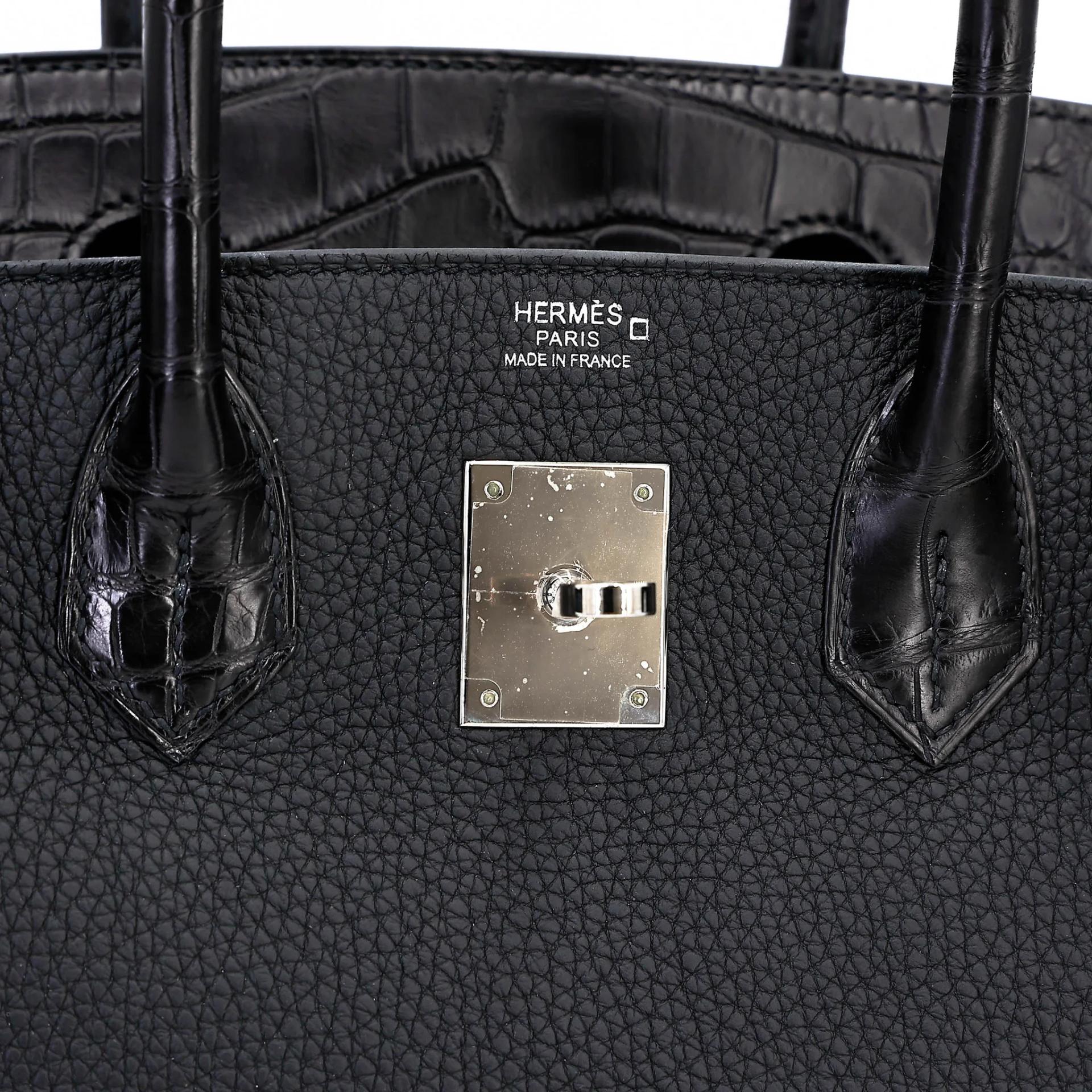 Unused ( Rank NS ) HERMÈS Birkin 30 touch Noir (89) Togo Matte Alligator Palladium hardware Z (2021) - 11
